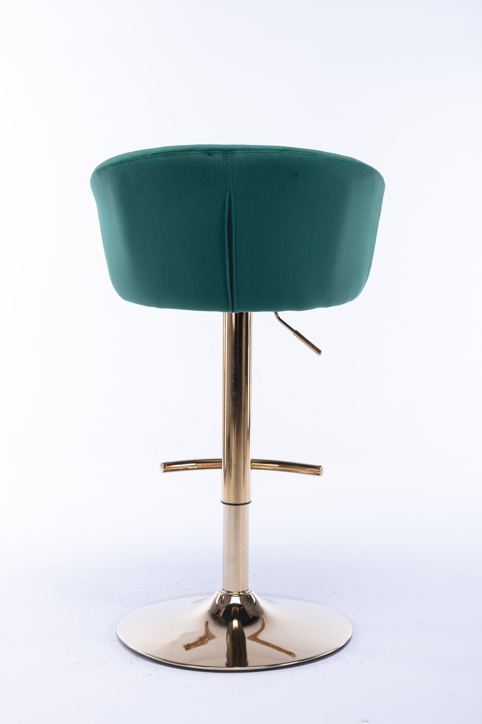 Set of 2  Bar Stools,with Chrome Footrest and Base Swivel Height Adjustable Mechanical Lifting Velvet + Golden Leg Simple Bar Stool-Green