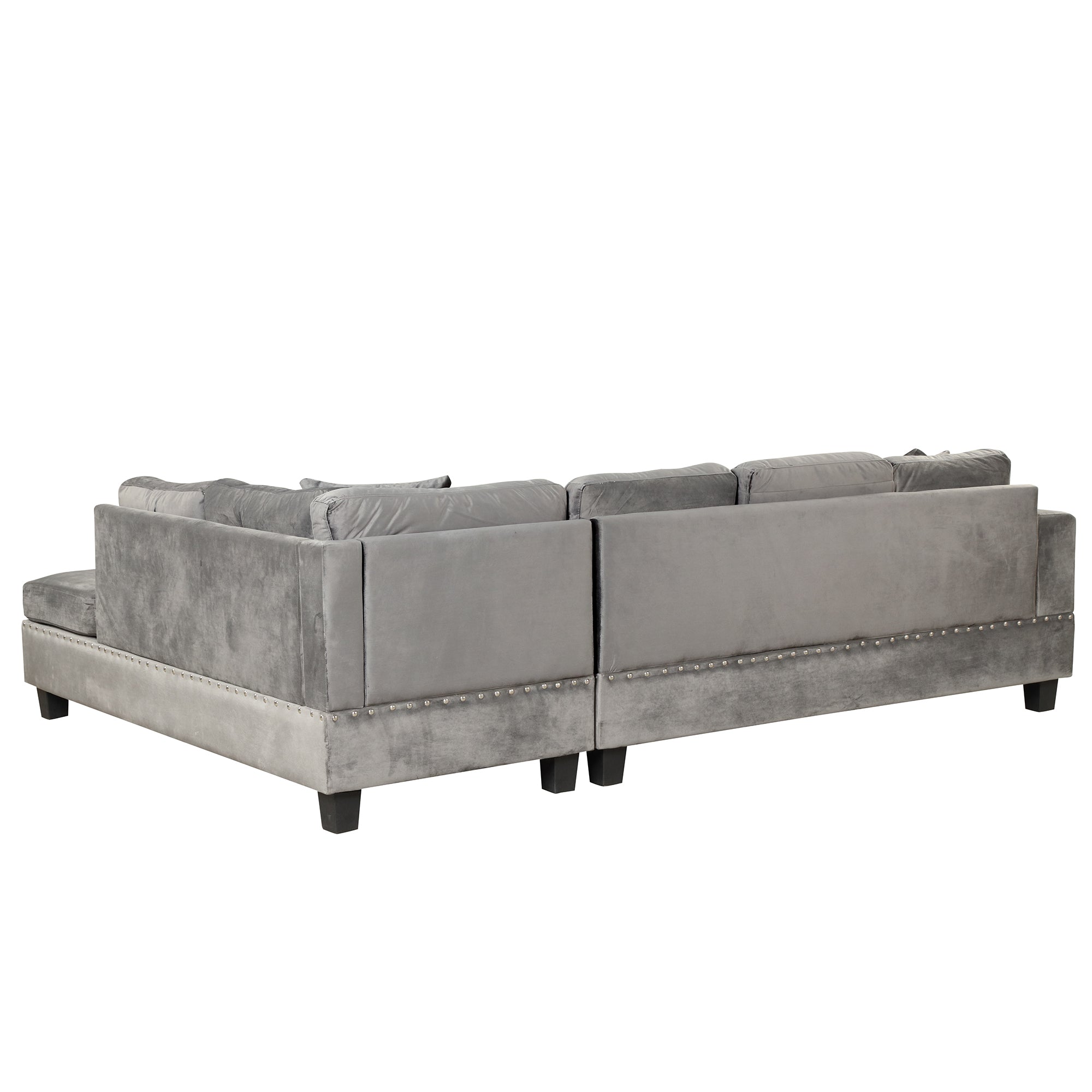 104.5" Modern Sectional Sofa with Storage Ottoman, L-Shape Couch with 2 Pillows and Cup Holder,Sectional Sofa with Reversible Chaise for Living Room,Gray