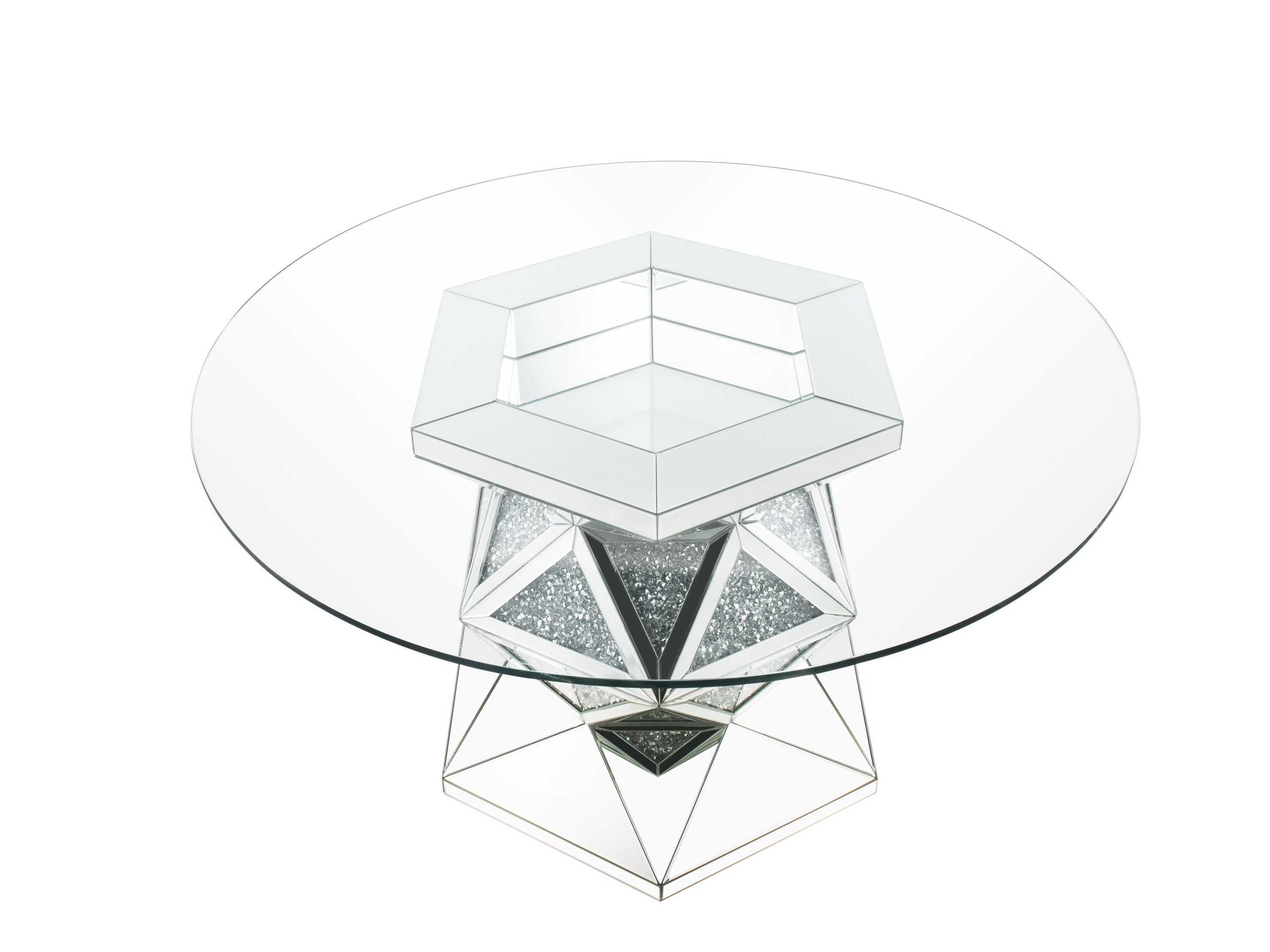 ACME Noralie Dining Table, Mirrored & Faux Diamonds 72145