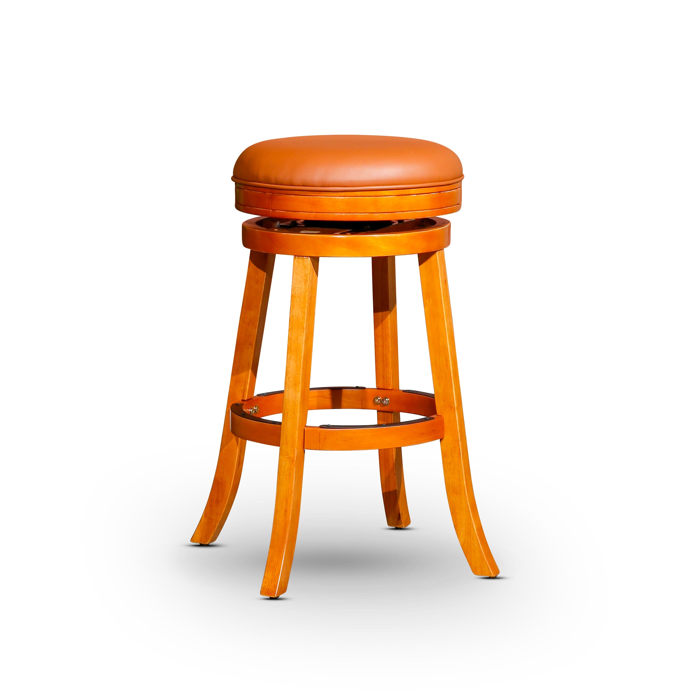 30" Bar Stool, Natural Finish, Saddle Leather Seat