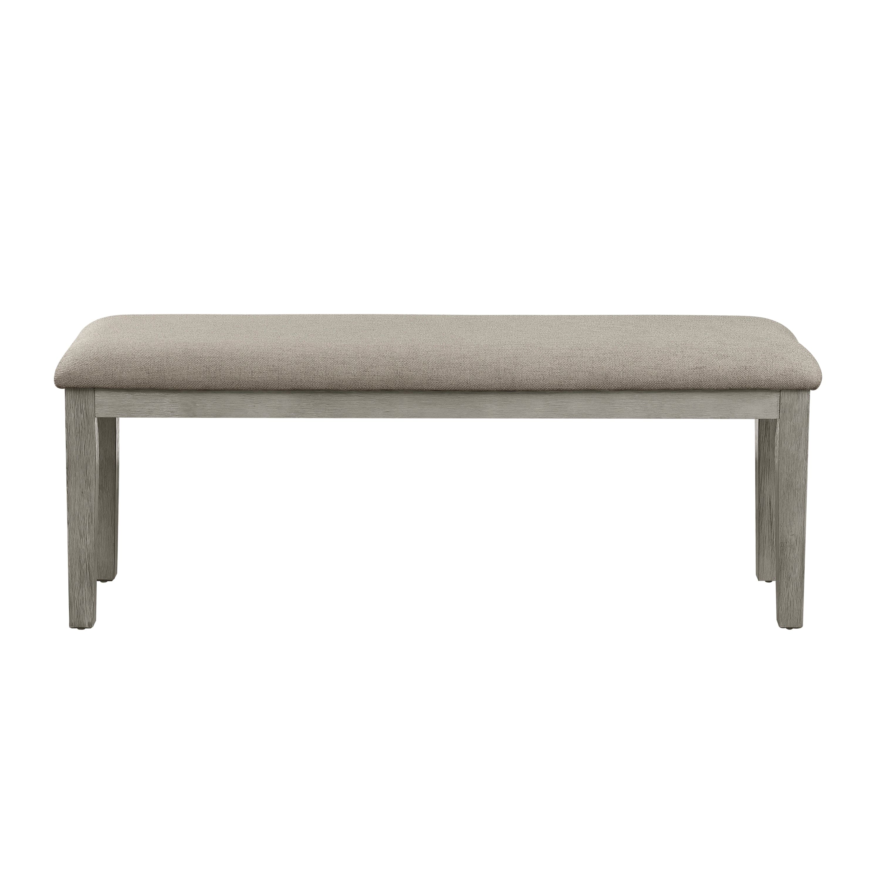 Fabric Upholstered Seat 1pc Bench Wire Brushed Light Gray Finish Wooden Frame Dining Room Furniture