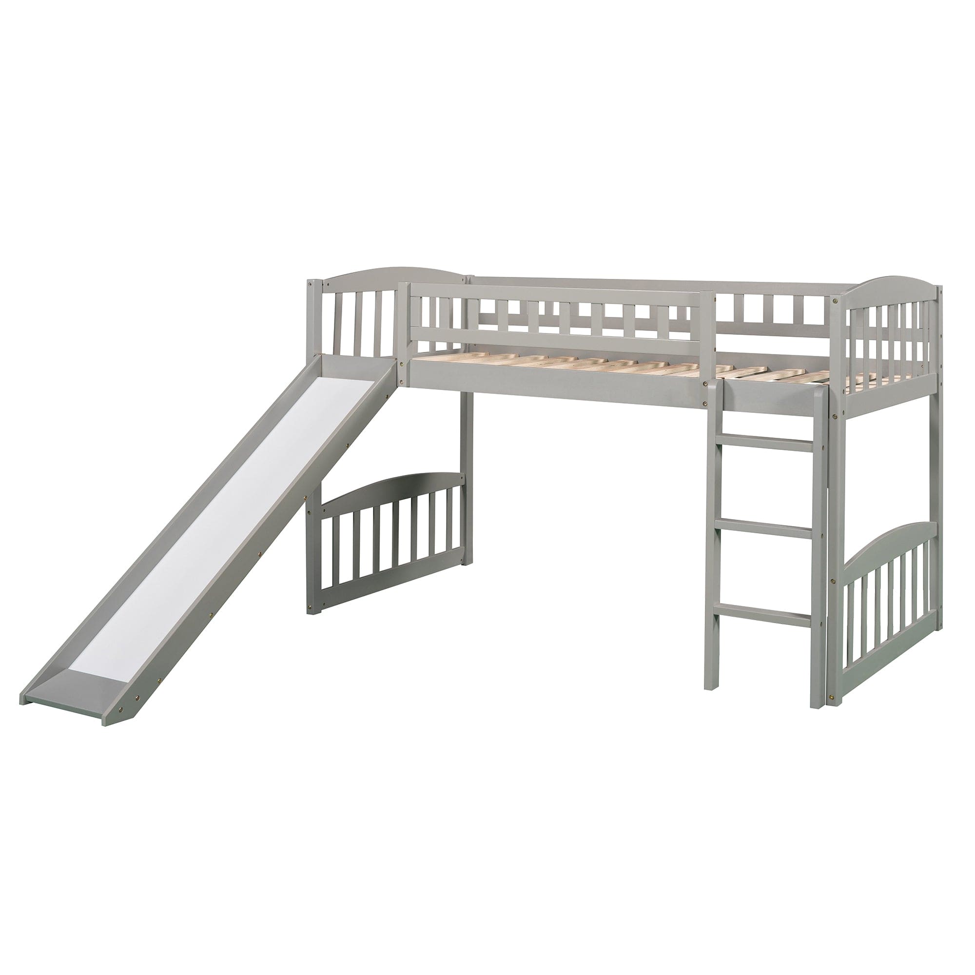 Twin size Loft Bed with Slide and Ladder, Gray(OLD SKU:LP000504AAE)