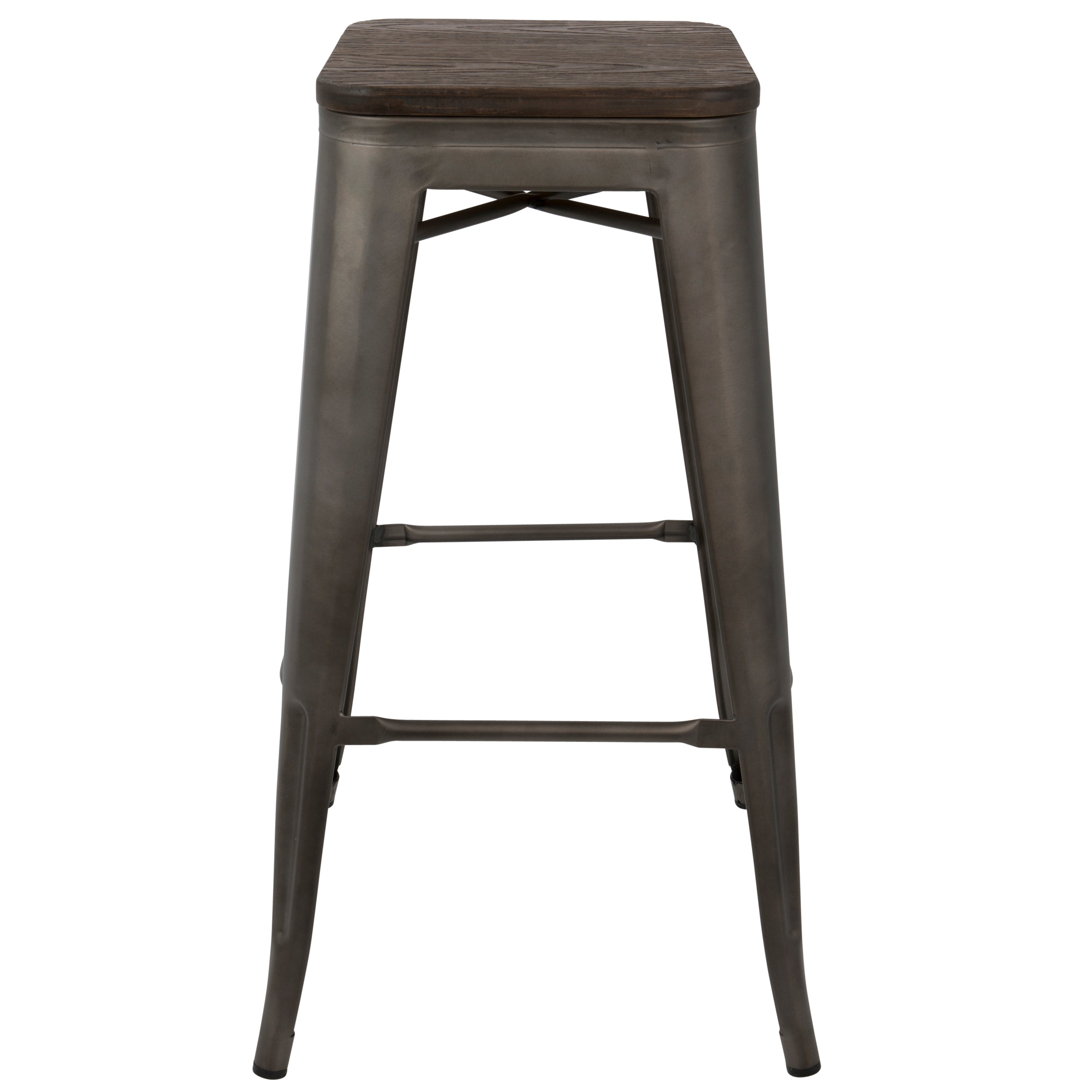 Oregon Industrial Stackable Barstool in Antique and Espresso by LumiSource - Set of 2