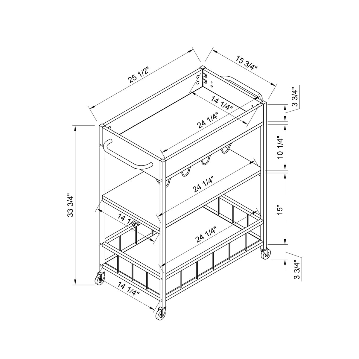 ID USA  223088 Kitchen Cart White & Silver