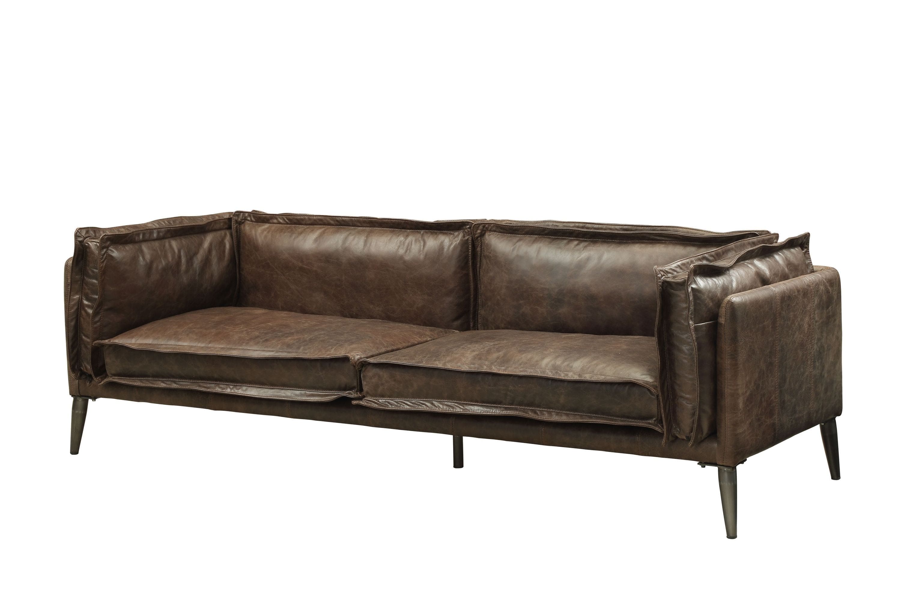 ACME Porchester Loveseat in Distress Chocolate Top Grain Leather 52481