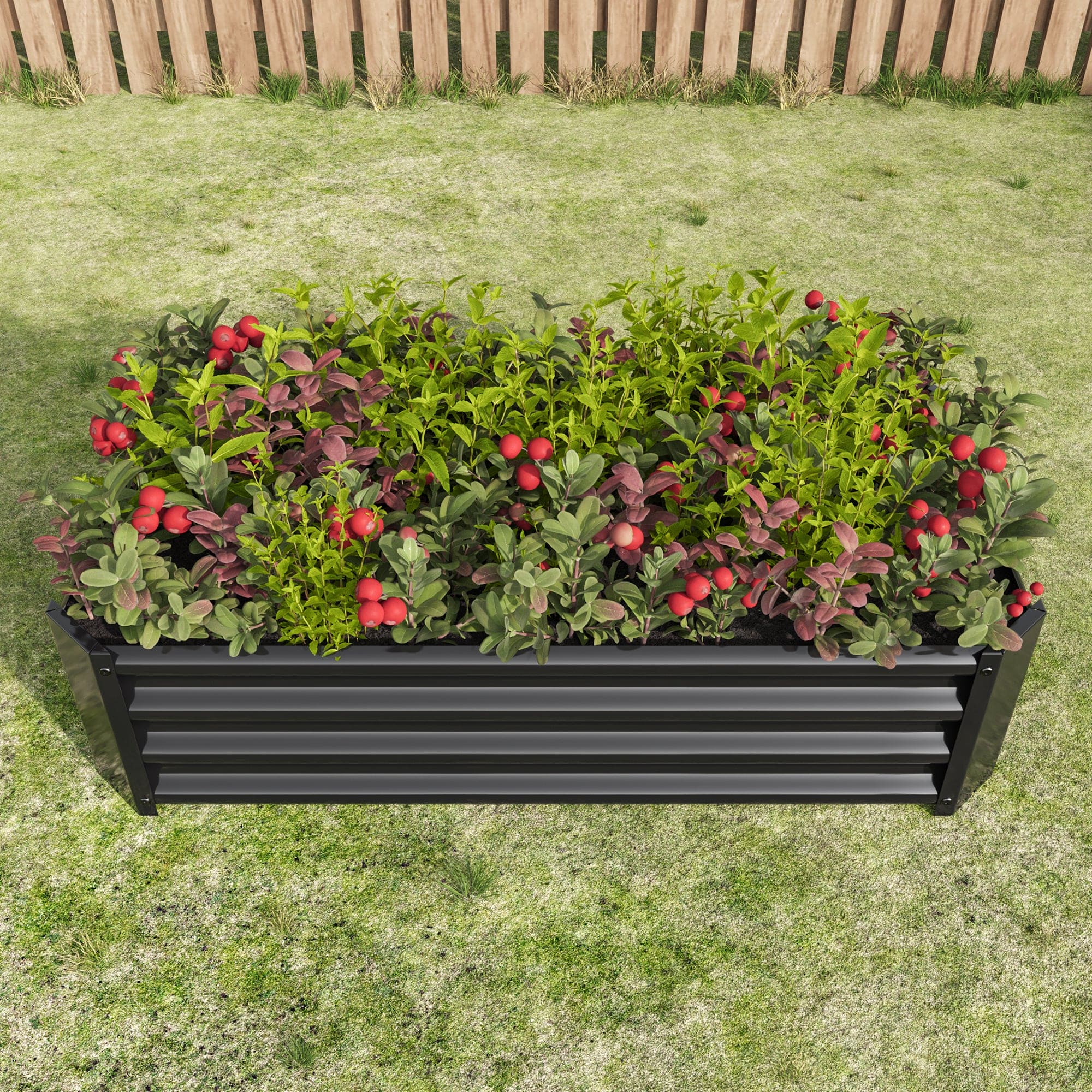 Metal Raised Garden Bed, Rectangle Raised Planter 4×2×1ft  for Flowers Plants, Vegetables Herb Veezyo Black