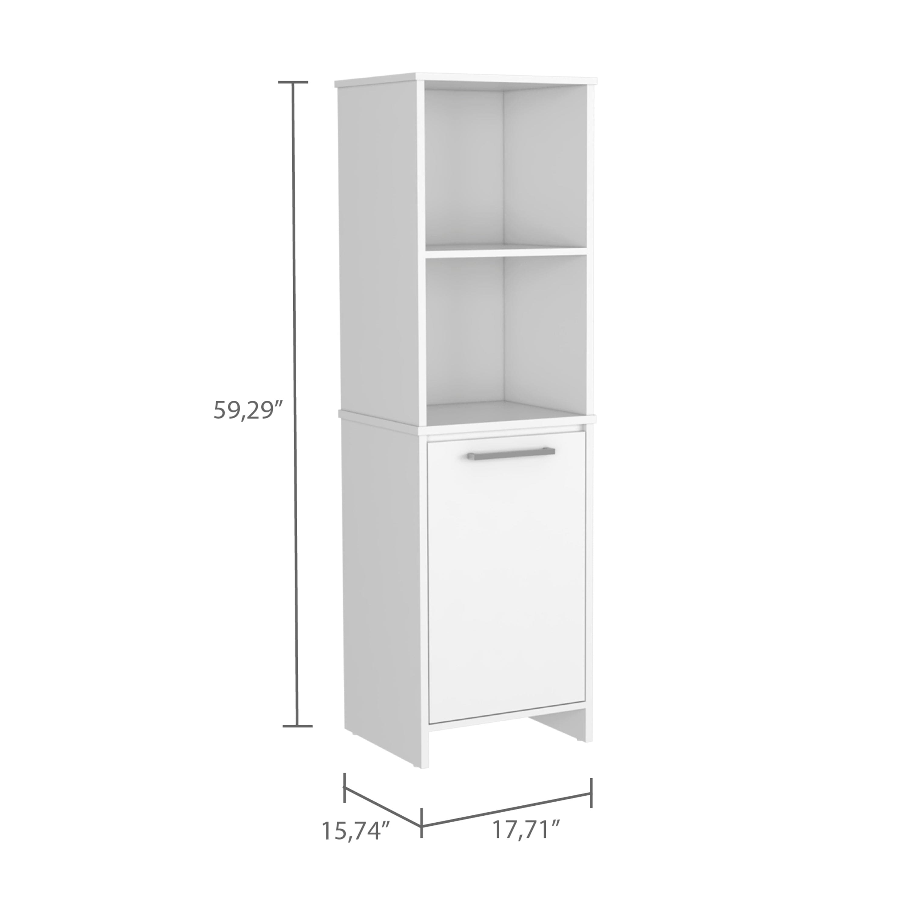 Kitchen Pantry Feery, Single Door Cabinet, Interior and External Shelves, White Finish