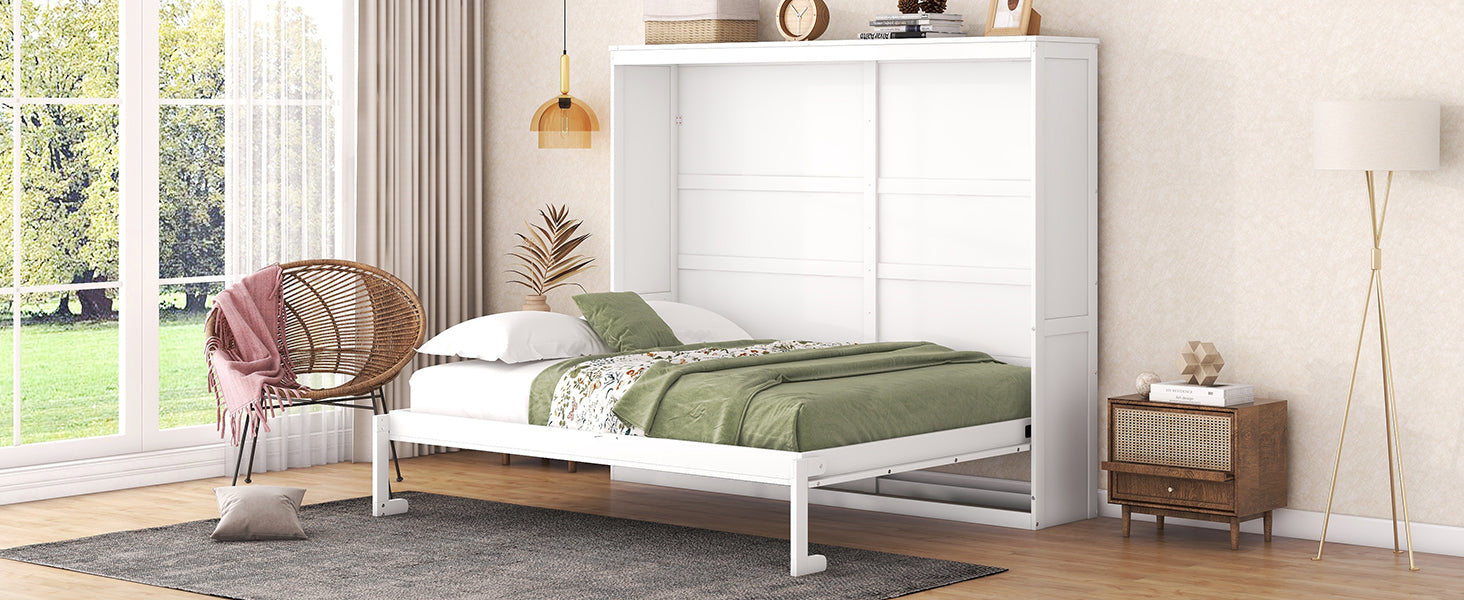 Queen Size Murphy Bed Wall Bed,White