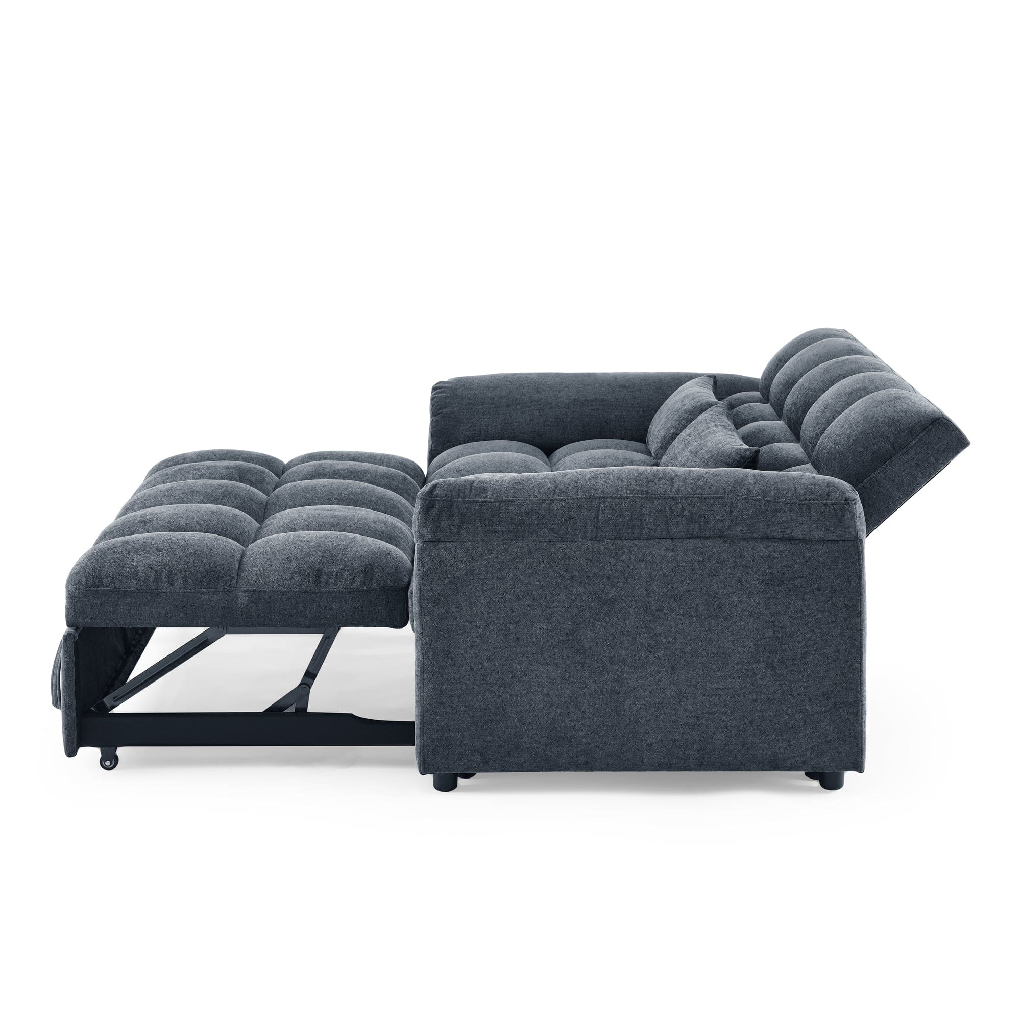 Loveseats Sofa Bed with Pull-out Bed,Adjsutable Back,Blue+ Grey