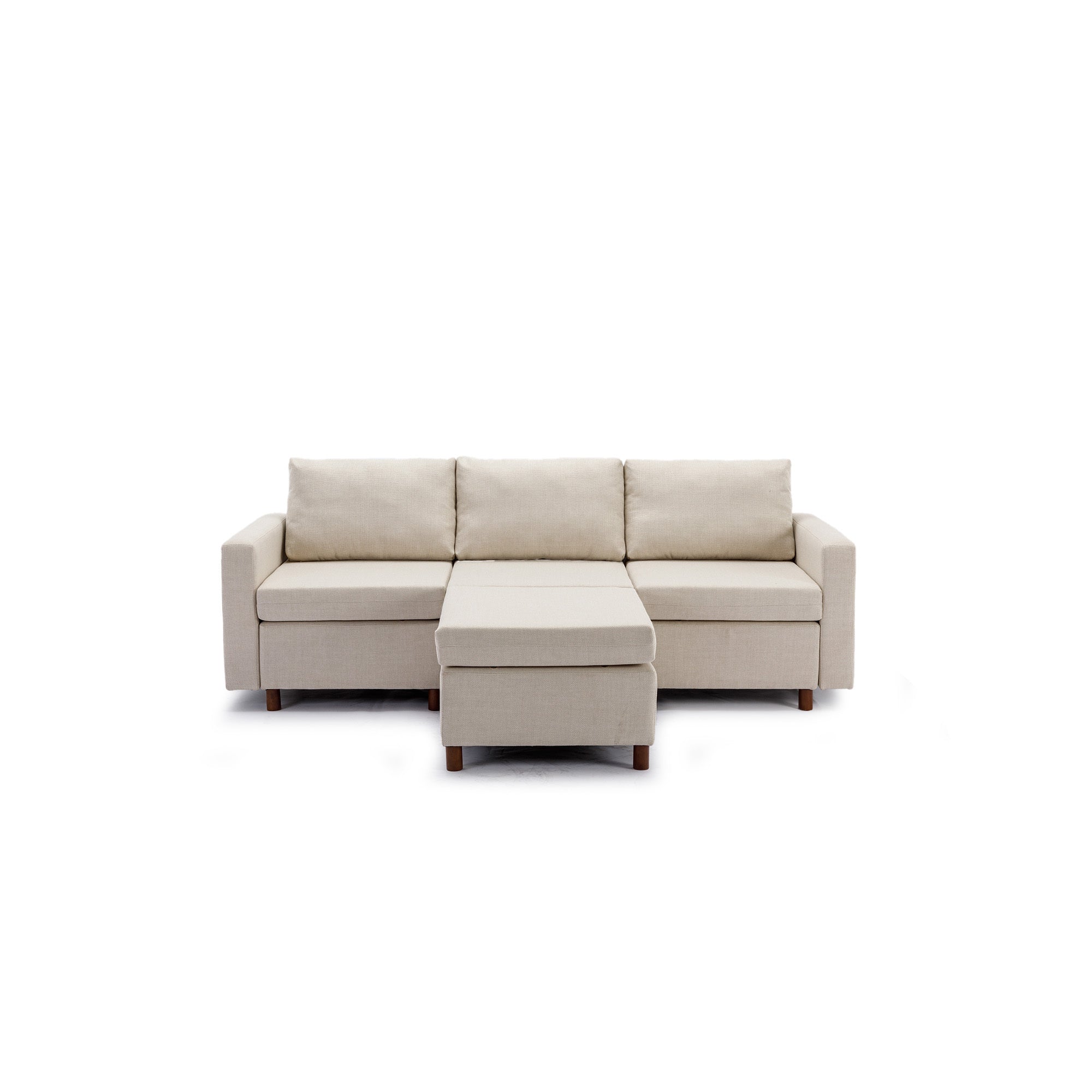 3 Seat Module Sectional Sofa Couch With 1 Ottoman for living room,Seat Cushion and Back Cushion Non-Removable and Non-Washable,Cream