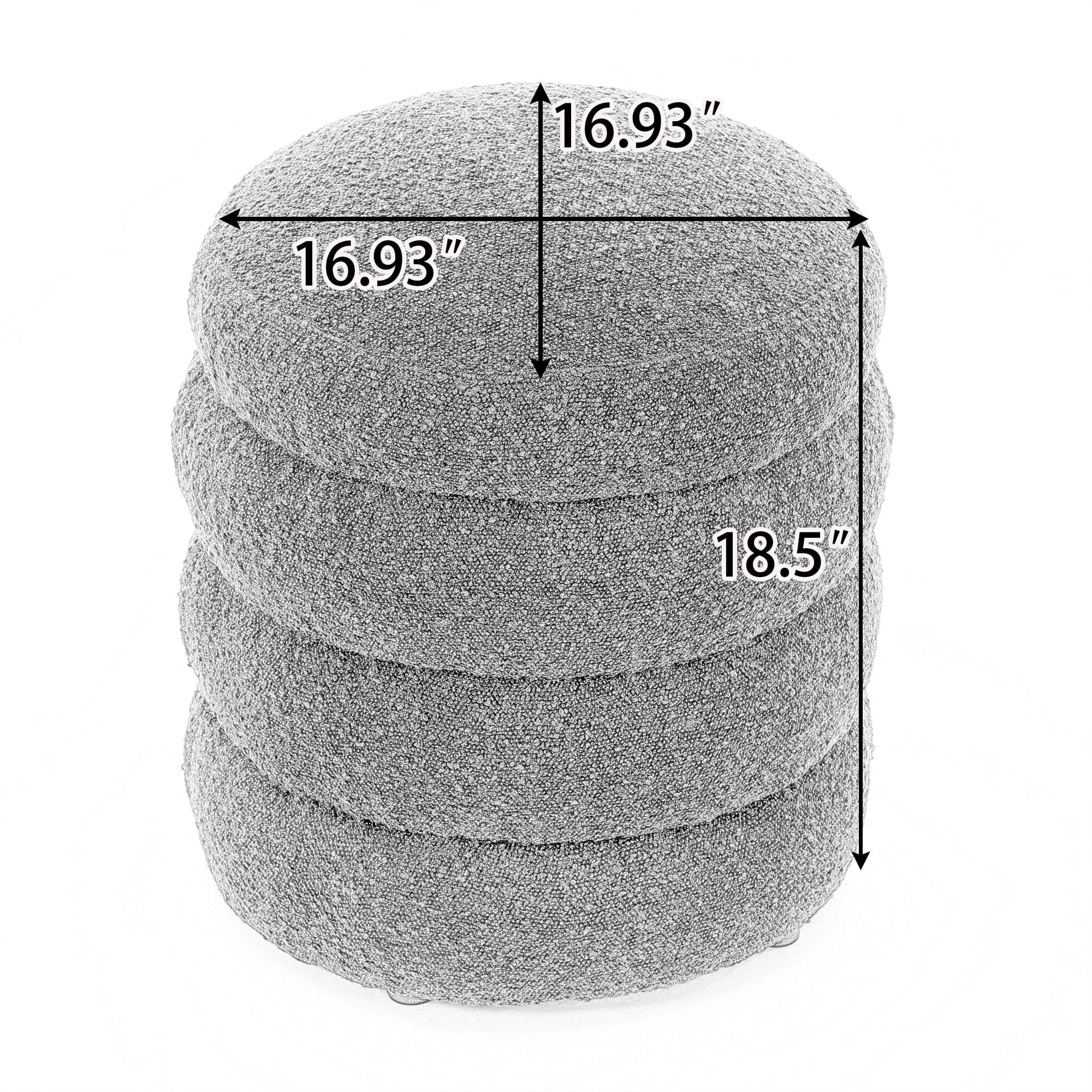 006-Soft Boucle  Round Ottoman Footrest Stool,White