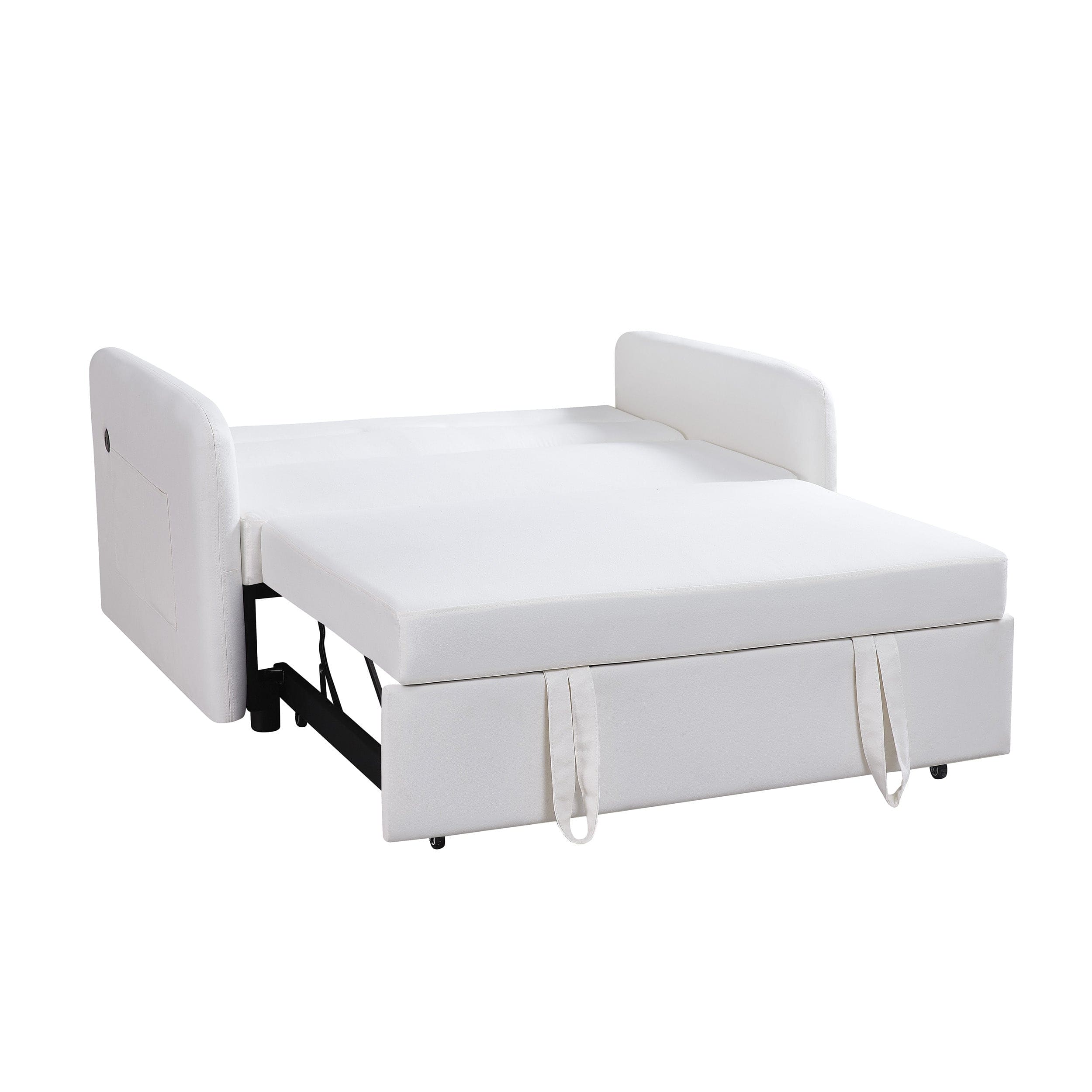 Twins Sofa Bed Cream White Fabric