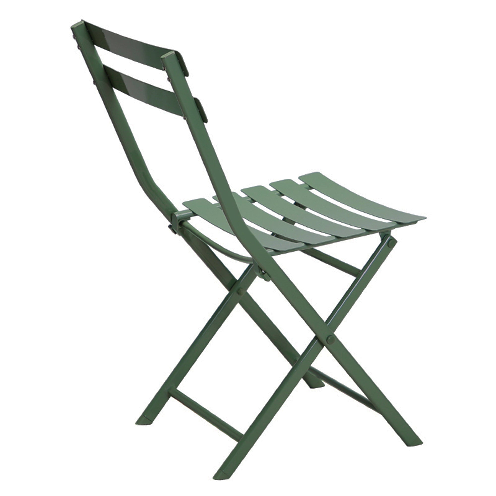 3 Piece Patio Bistro Set of Foldable Round Table and Chairs, Dark Green