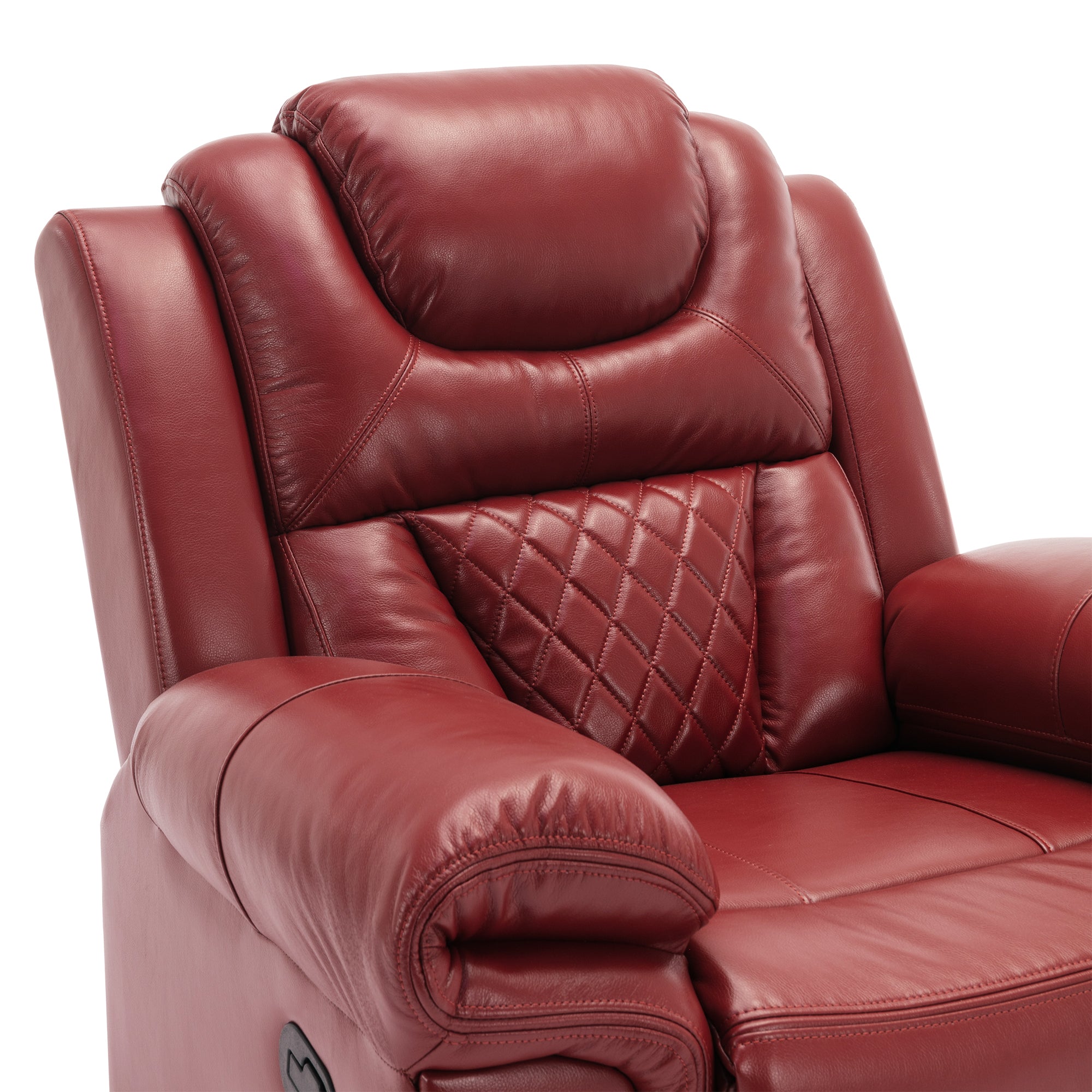 Home Theater Seating Manual Recliner Chair with LED Light Strip for Living Room,Bedroom, Wind Red