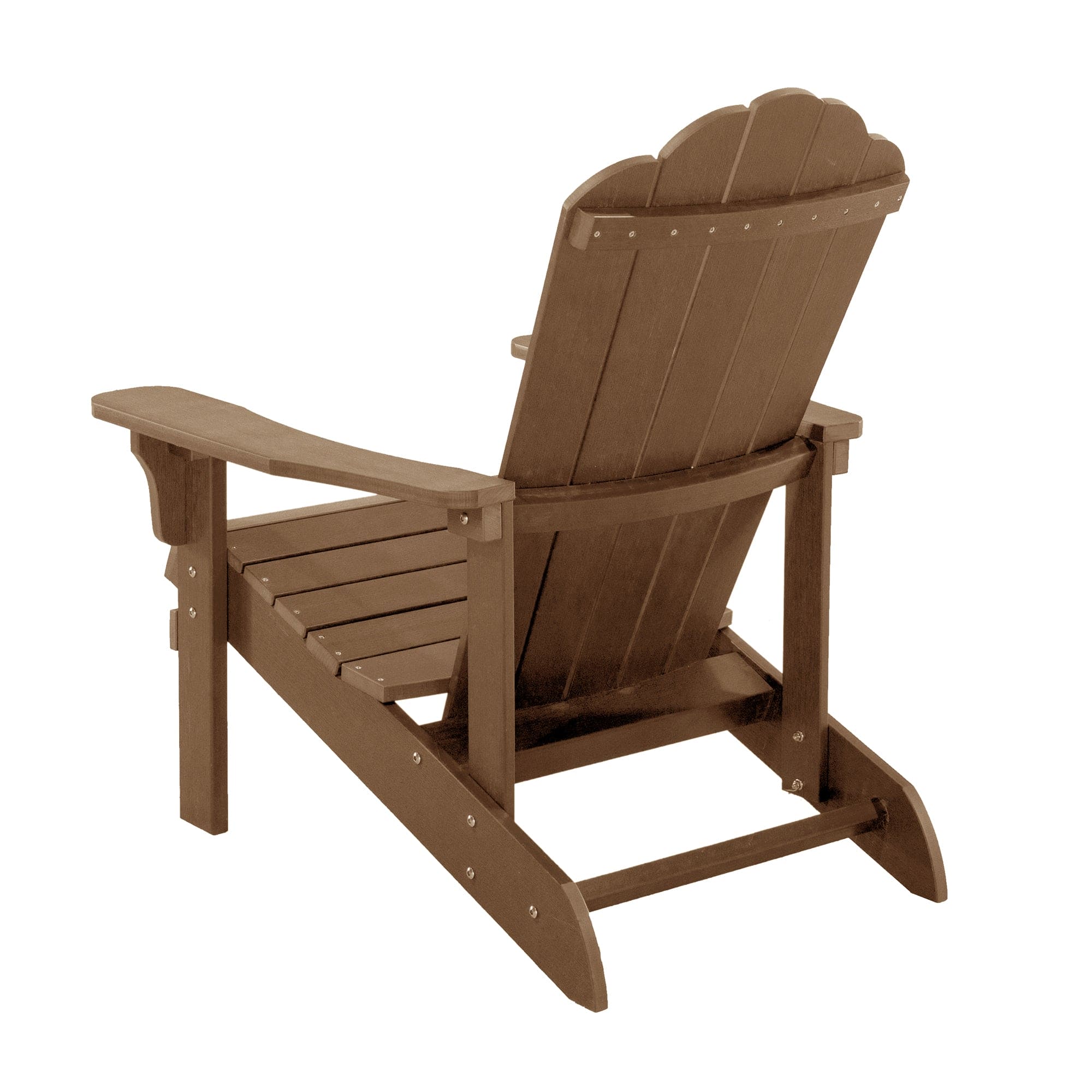 Key West Outdoor Plastic Wood Adirondack Chair, Patio Chair for Deck, Backyards, Lawns, Poolside, and Beaches, Weather Resistant, Brown