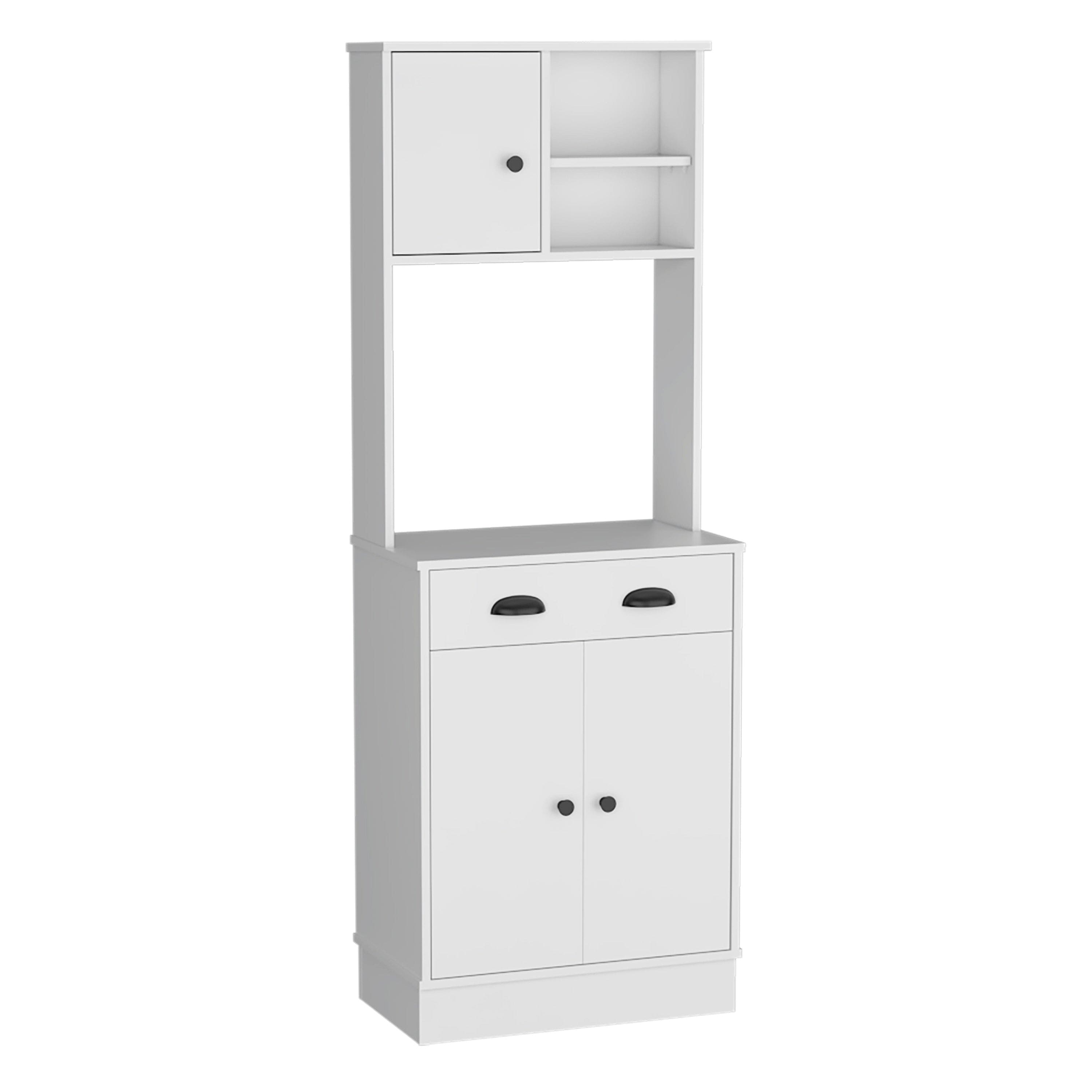 Microwave Storage Stand with 3-Doors and Drawer Arlington, White Finish