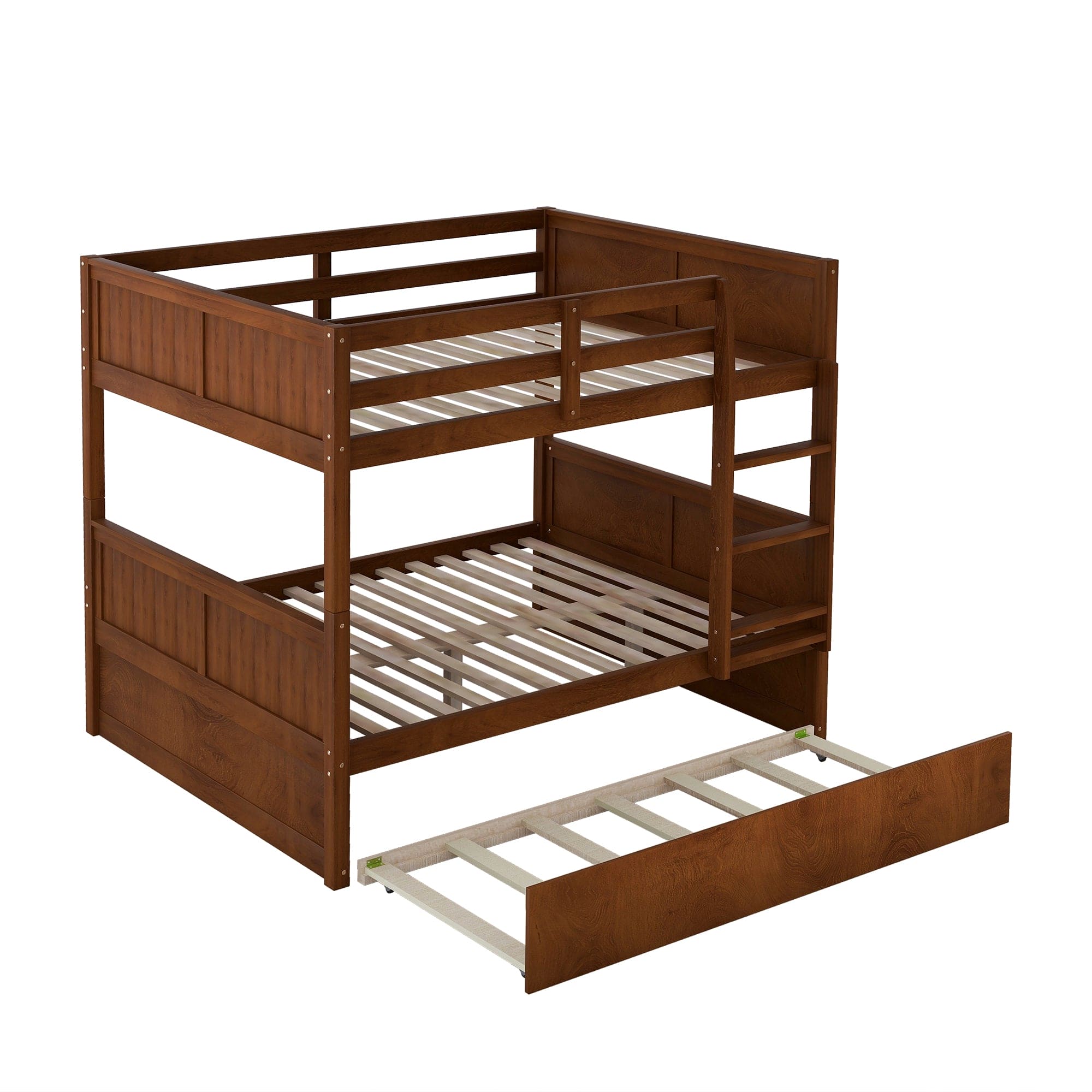 Full Over Full Bunk Bed with Twin Size Trundle, Walnut (old sku: LP000250AAL)