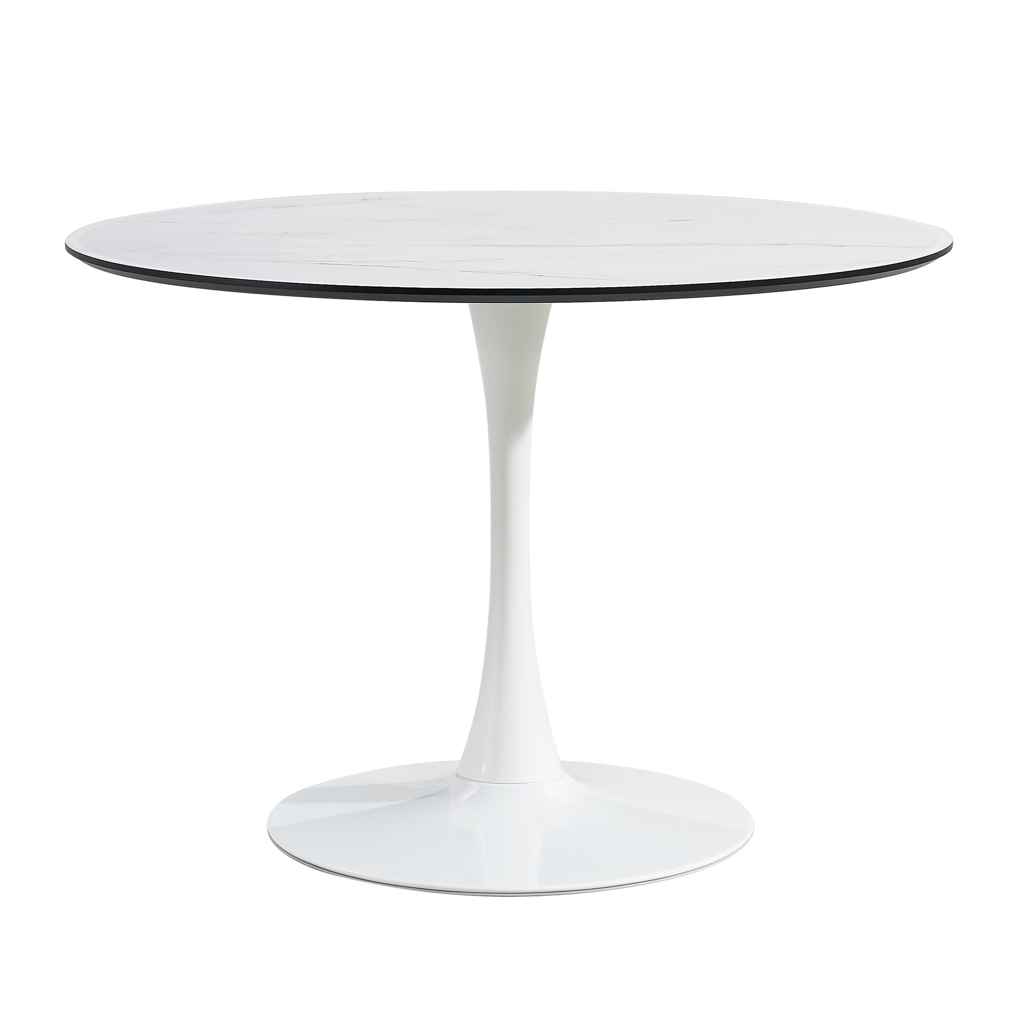 TULIP DINING TABLE ,Dia. 100cm ROUND, WHT, MARBLE WHT, 1pc per ctn