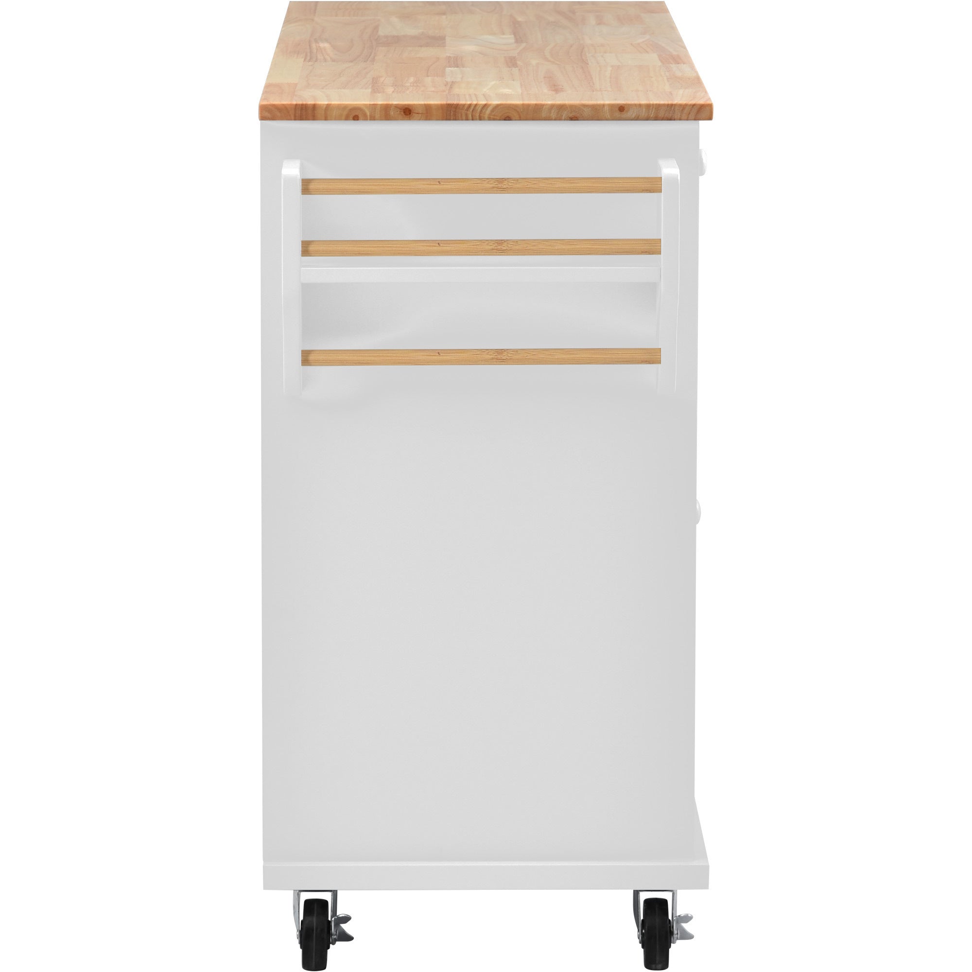 Kitchen cart with Rubber wood desktop rolling mobile kitchen island with storage and 5 draws 53 Inch  length(White)