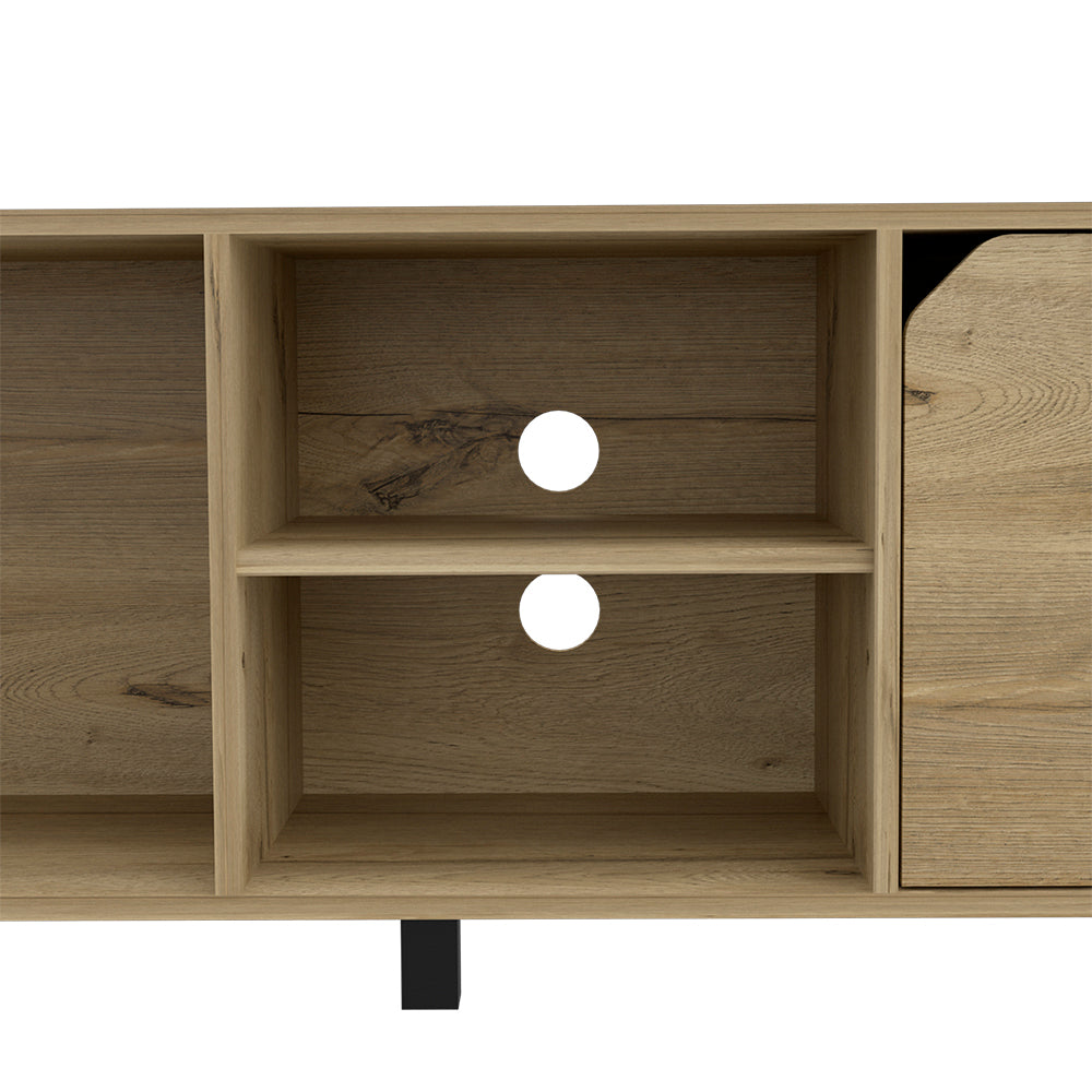 TV Stand for TV´s up 70" Estocolmo, Four Open Shelves, Light Oak Finish