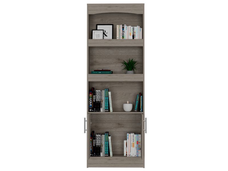 Bookcase Denver,Metal Hardware, Light Gray Finish