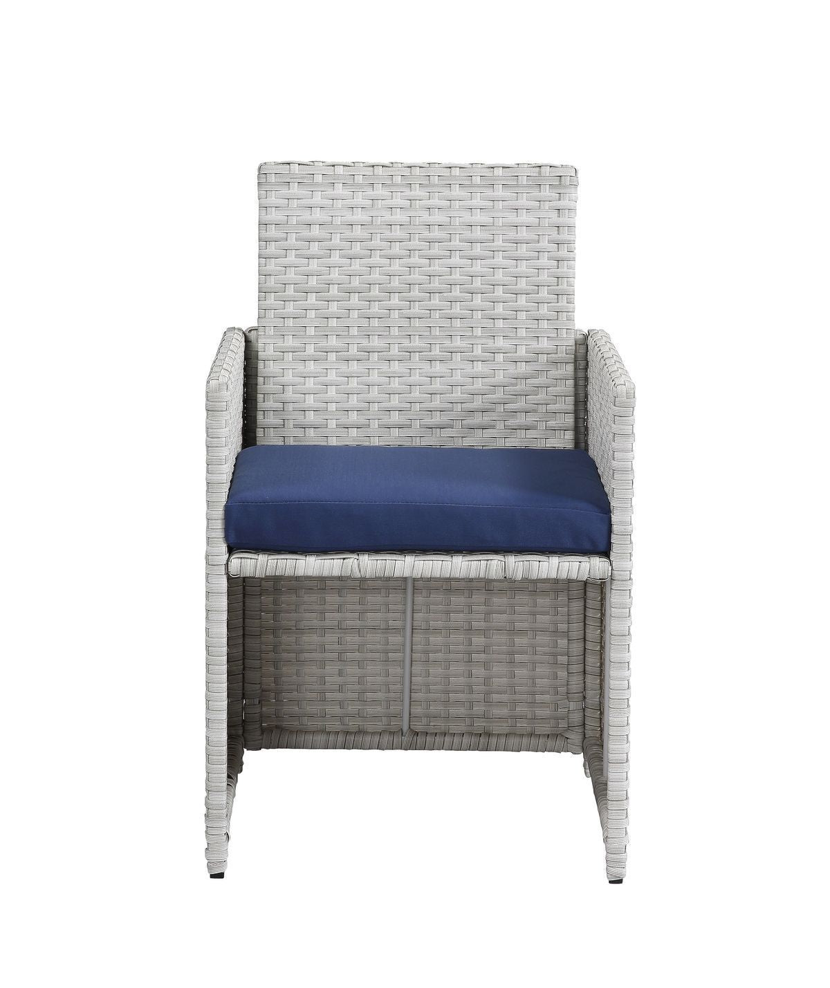 ACME Paitalyi 9Pc Patio Set, Blue Fabric & Wicker (1Set/3Ctn) 45075