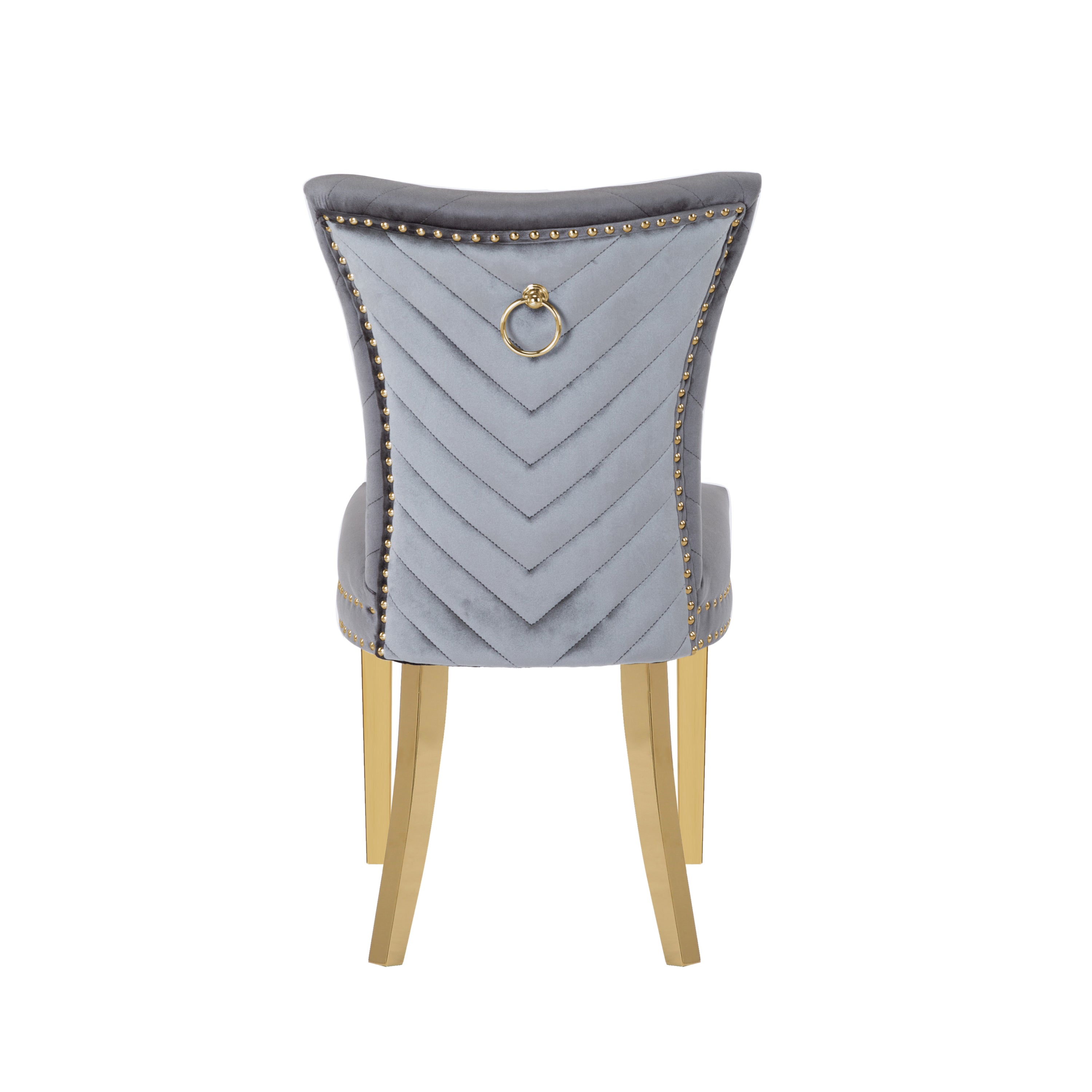 Eva 2 Piece Gold Legs Dining Chairs Finished with Velvet Fabric in Gray