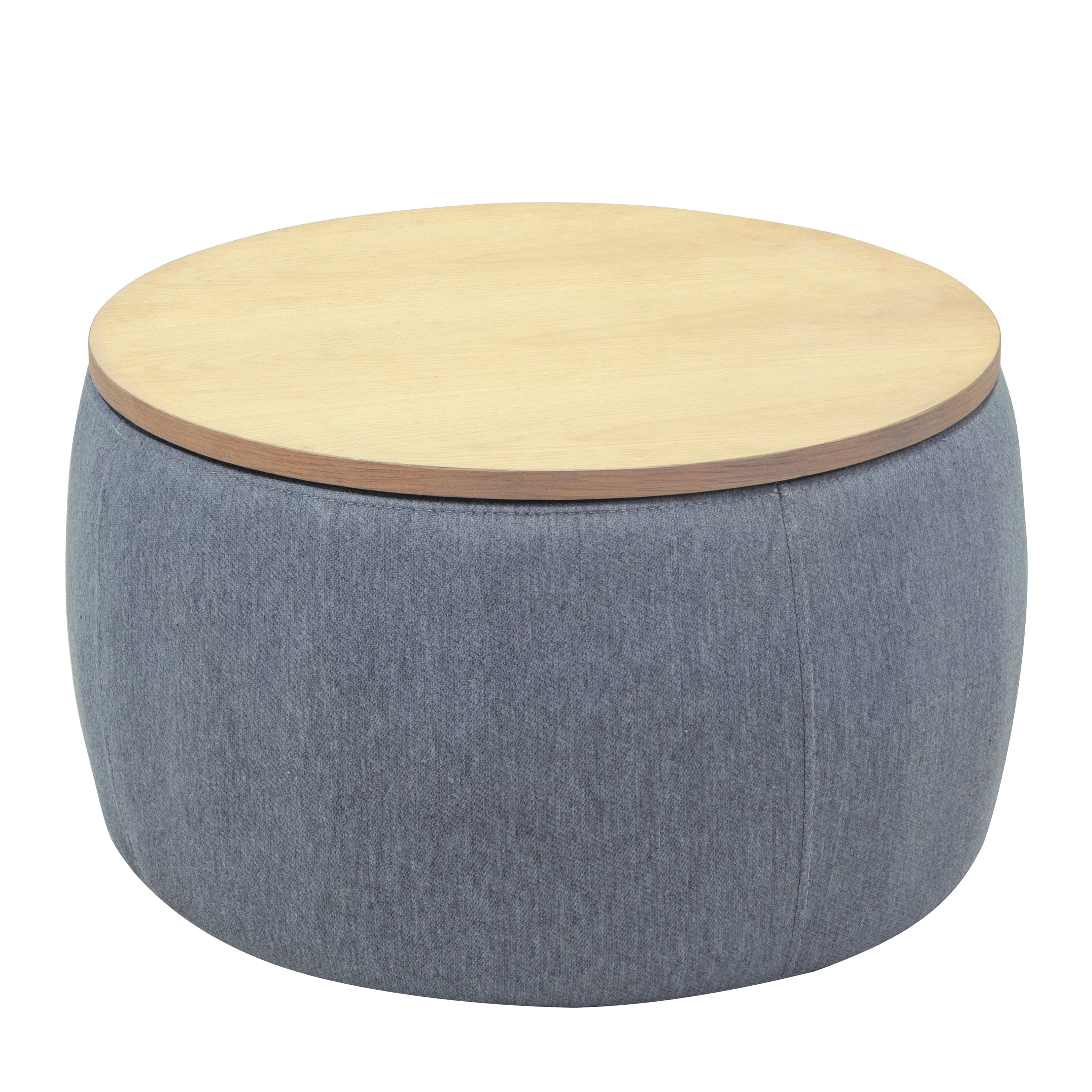 Round Storage Ottoman, 2 in 1 Function, Work as End table and Ottoman, Dark Grey (25.5"x25.5"x14.5")