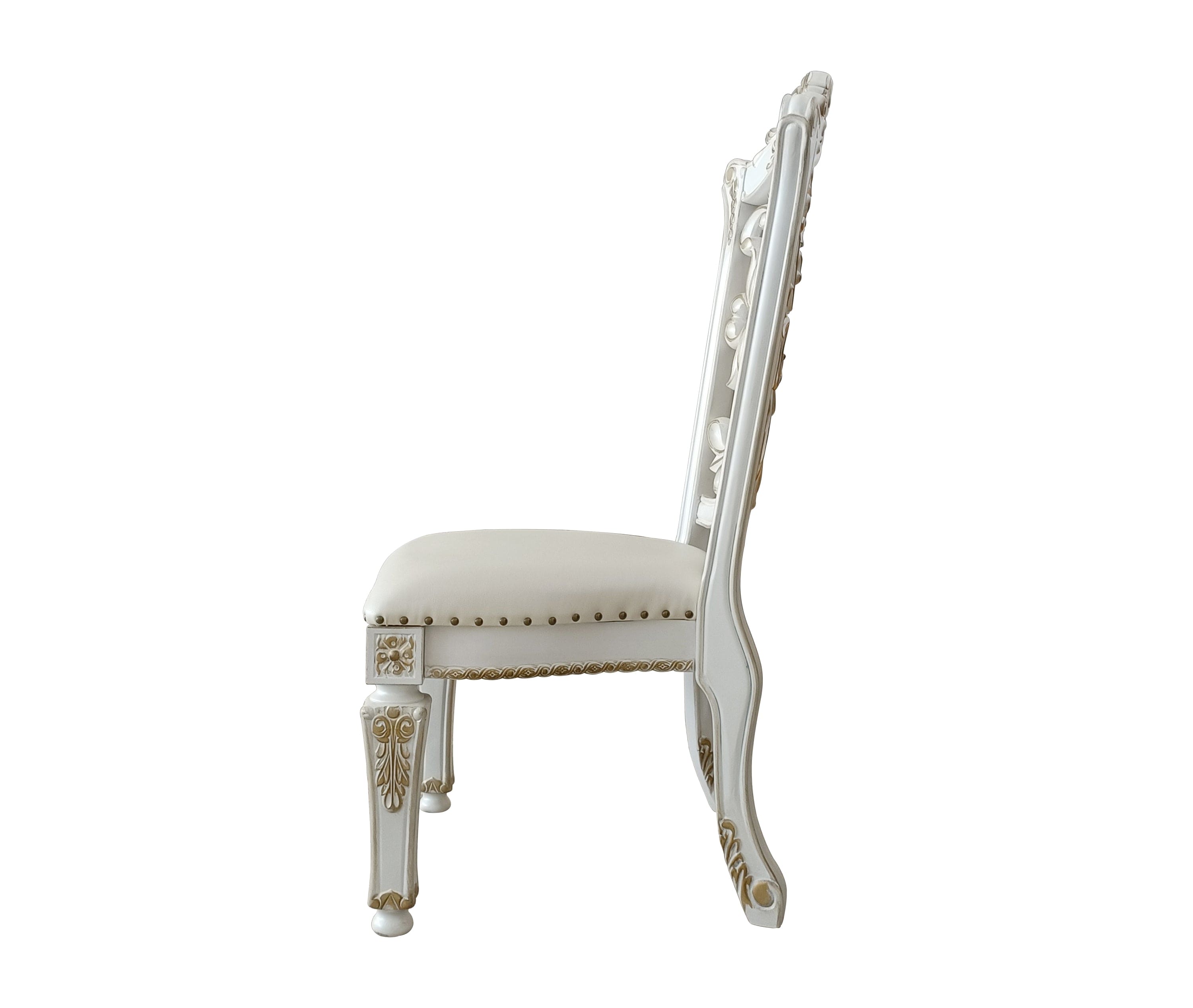 ACME Vendom Side Chair(Set-2), PU & Antique Pearl Finish DN01347