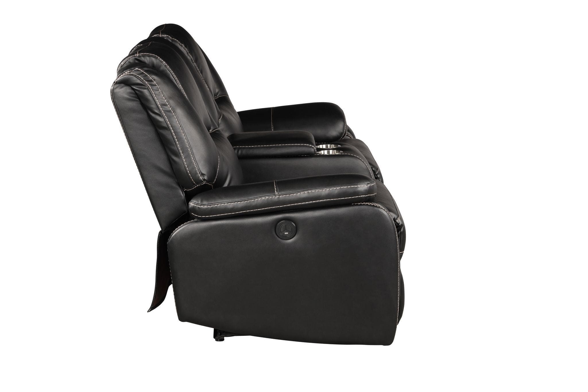 Hong Kong Power Reclining Loveseat made with Faux Leather in Black