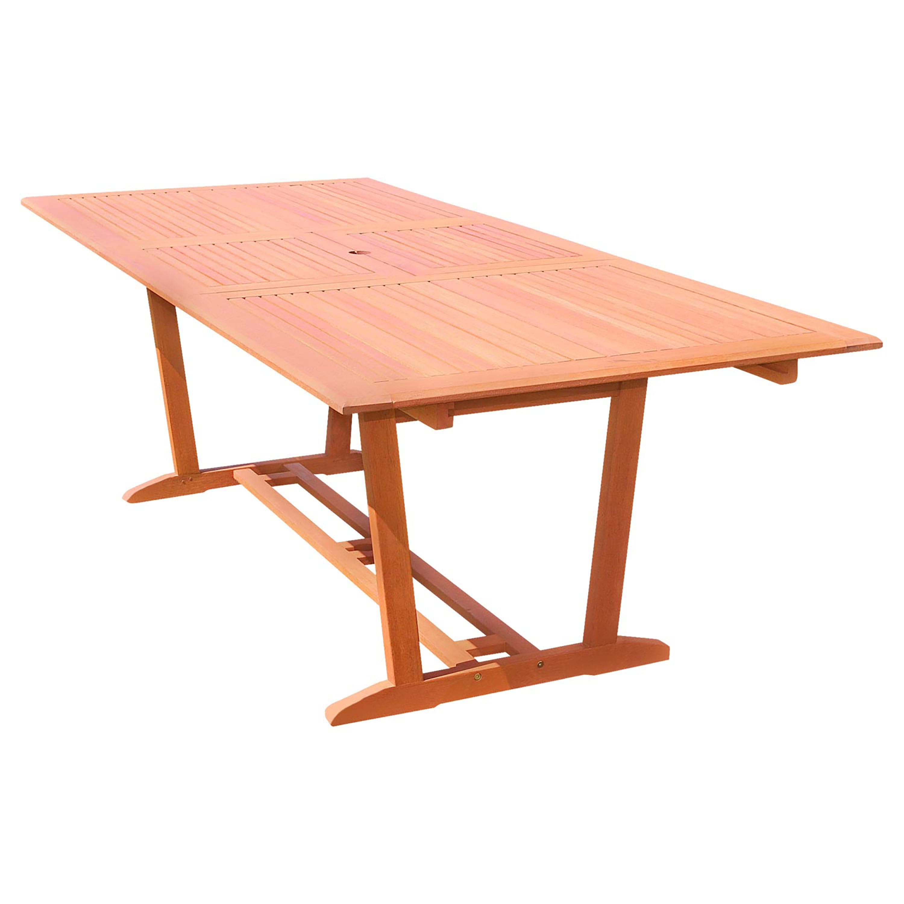 Carlton Reddish Brown Tropical Wood Patio  Dining Table with Folding Extension