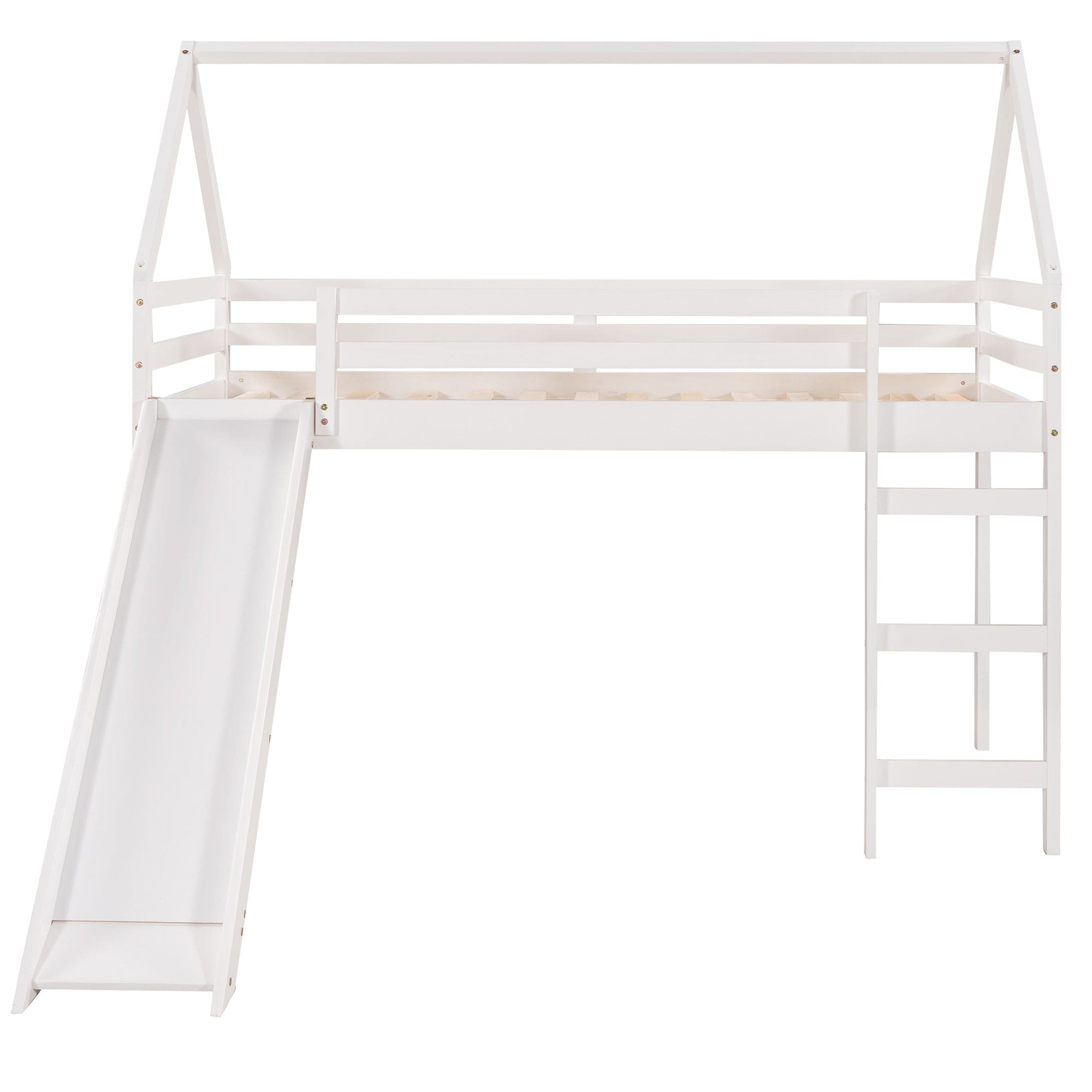 Twin Size Loft Bed with Slide, House Bed with Slide,White(OLD SKU :WF281158AAK)