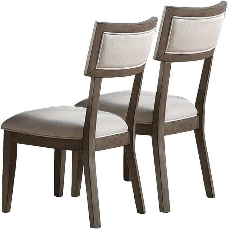 Contemporary Solid wood & Veneer Dining Room Chairs 2pcs Chair Set Cream Cushion Seat back