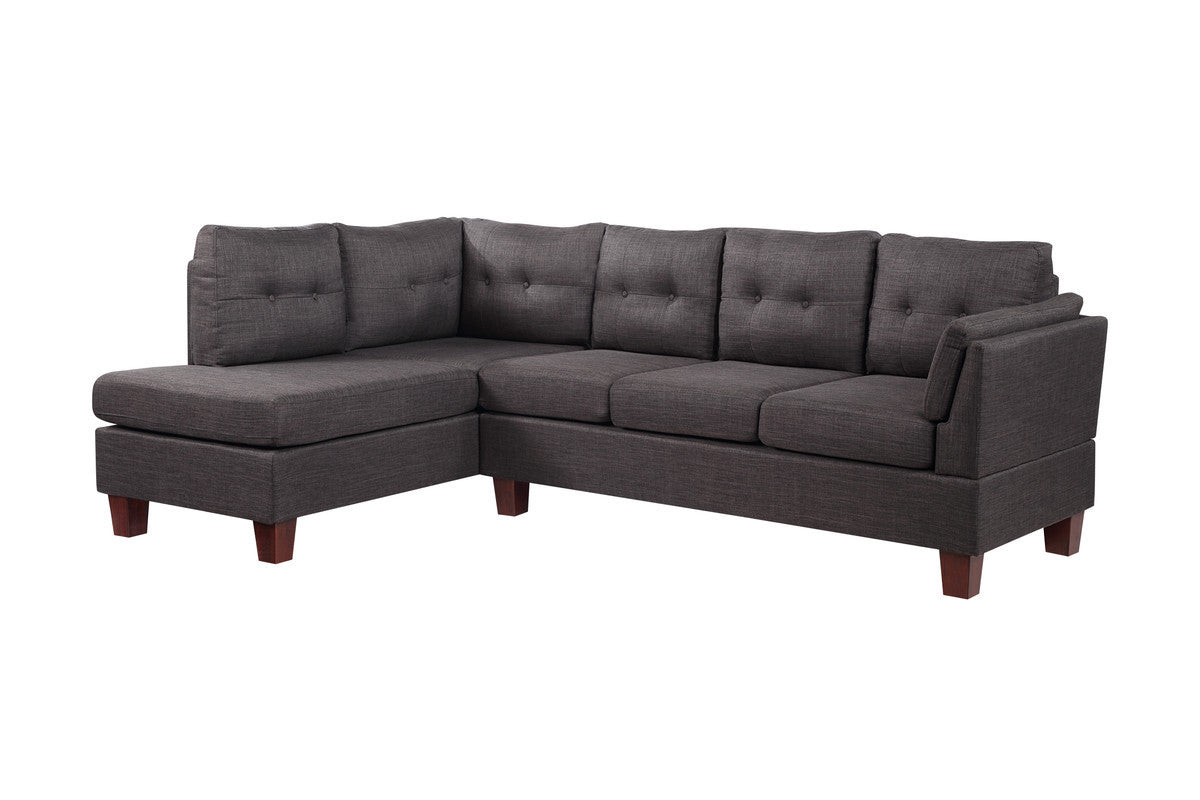 Dalia Dark Gray Linen Modern Sectional Sofa with Left Facing Chaise