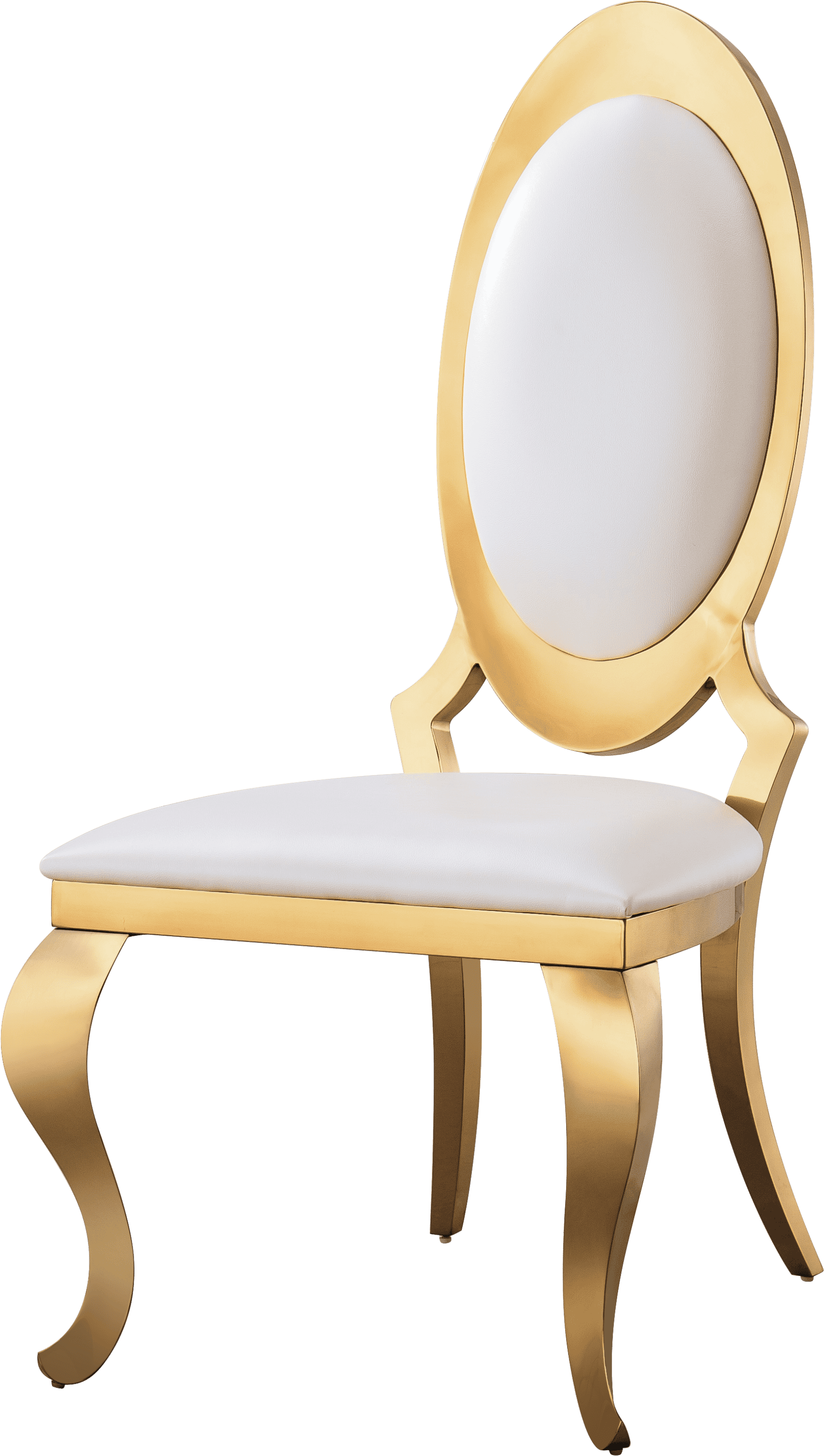 Leatherette Dining Chair with Oval Backrest Set of 2, Stainless Steel Legs