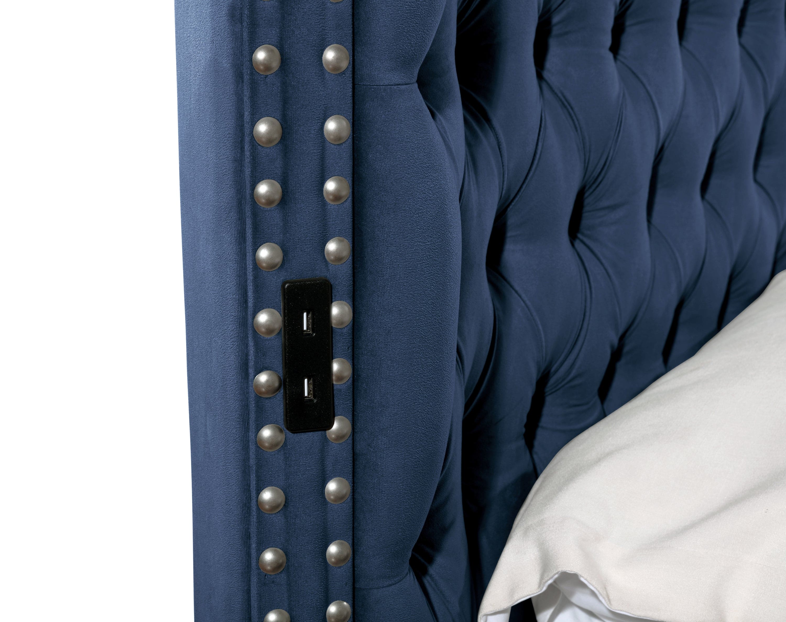 Hazel King Size Tufted Storage Bed made with Wood in Blue