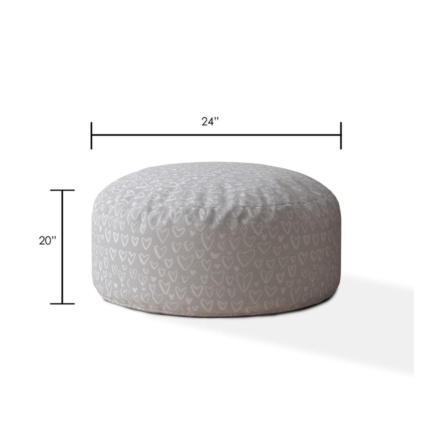 Indoor FLIRTY Light Grey Round Zipper Pouf - Cover Only - 24in dia x 20in tall