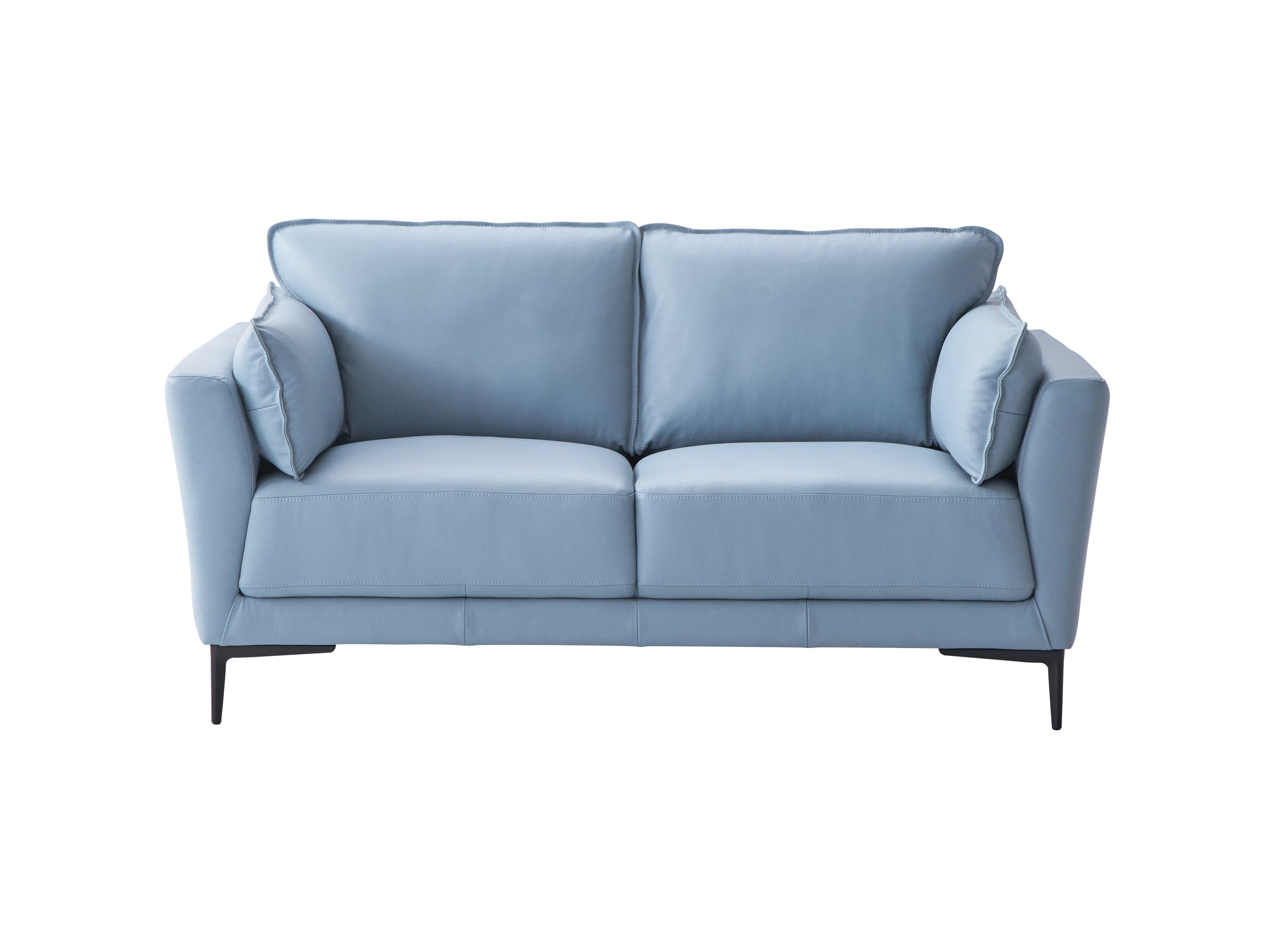 ACME Mesut Loveseat, Light Blue Top Grain Leather & Black Finish LV02388