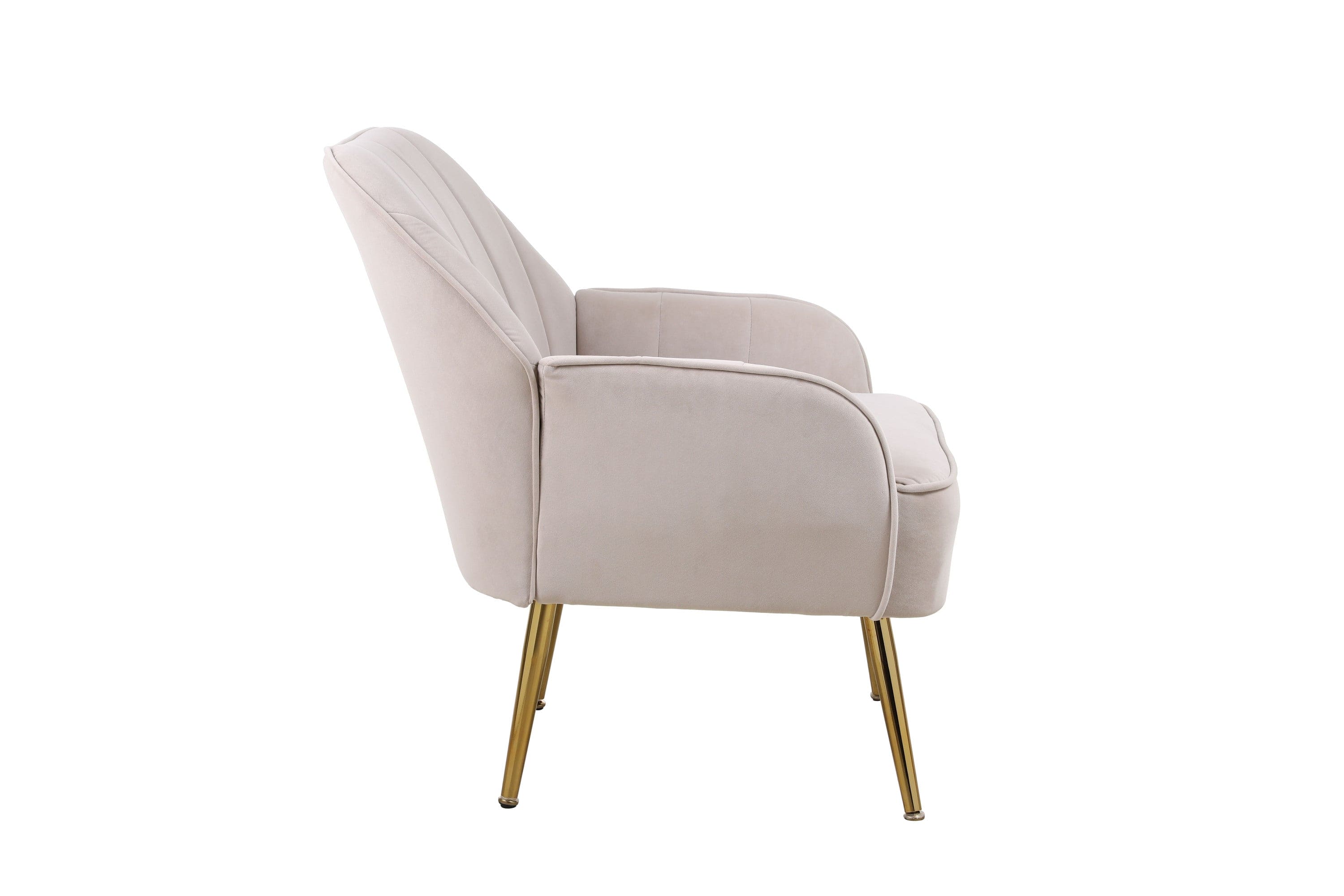 Modern Mid Century Chair velvet  Sherpa Armchair for Living Room Bedroom Office Easy Assemble(BEIGE)