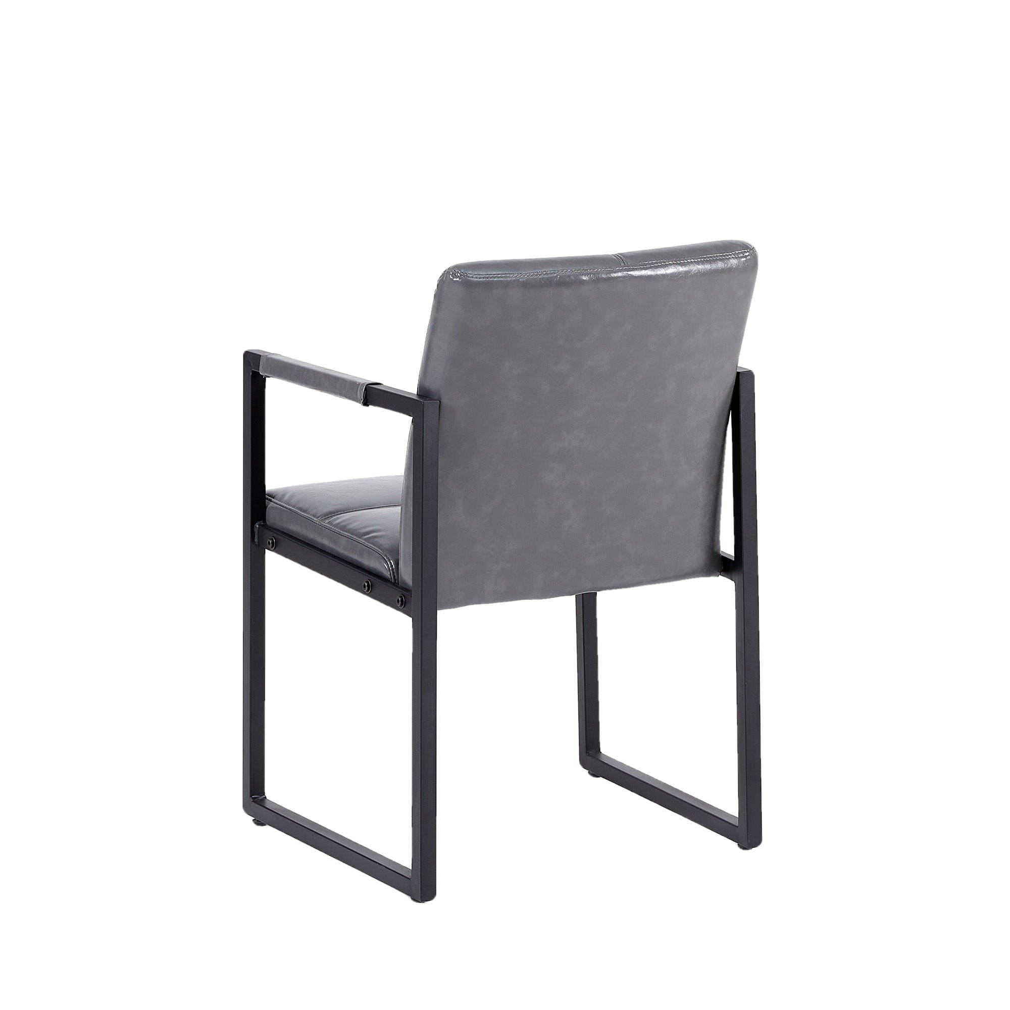 Ligth grey modern european style dining chair PU leather black metal pipe dining room furniture chair set of 2