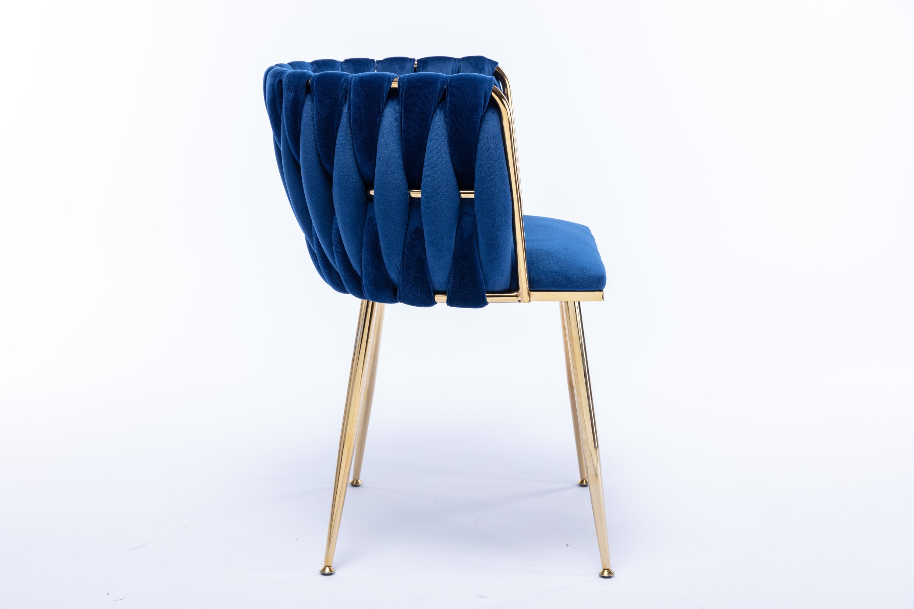 Modern Design Golden Metal Frame Velvet Fabric Dining Chair with Golden Legs,Set of 2,Navy