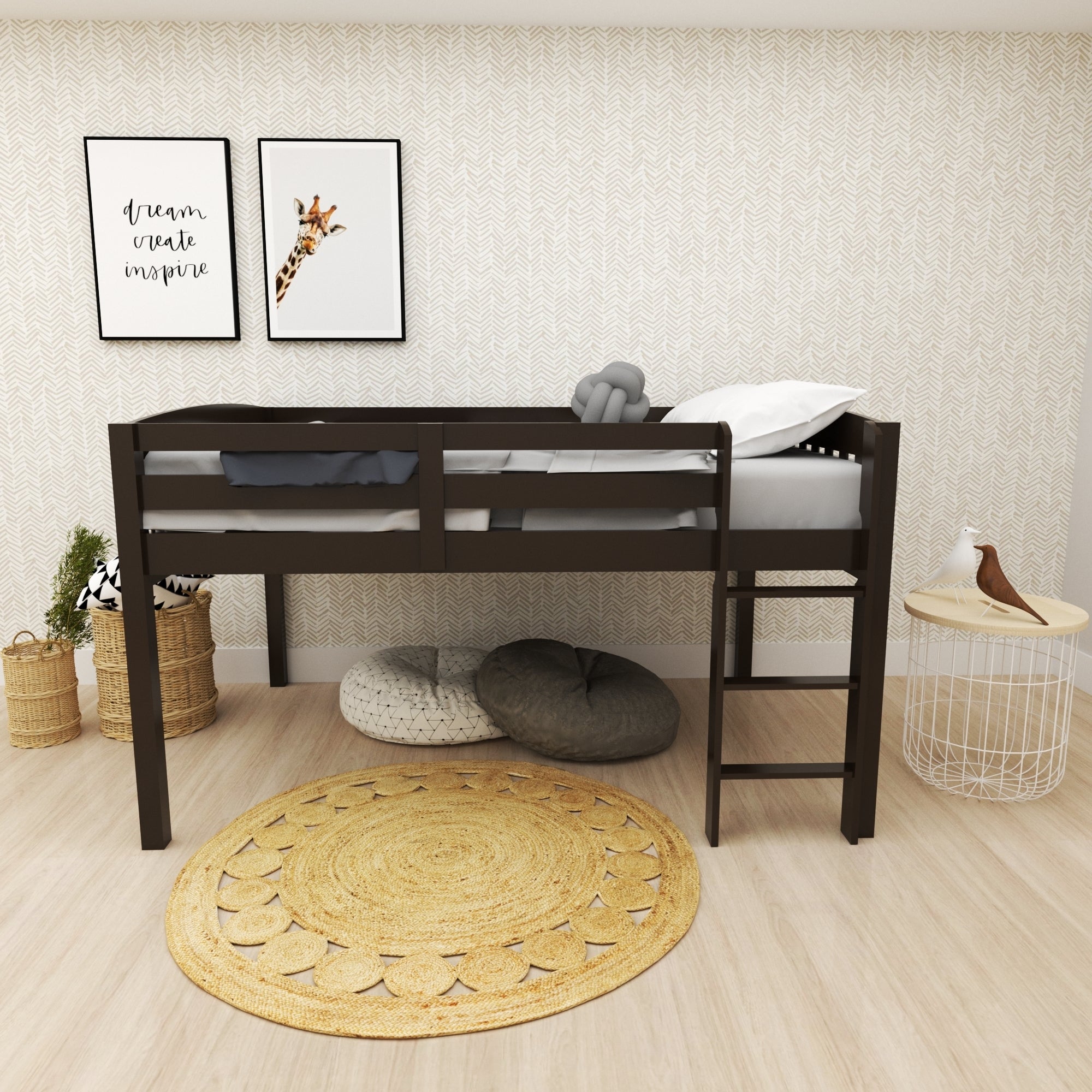 Yes4Wood Elbrus Cappuccino Low Loft Bed with Storage