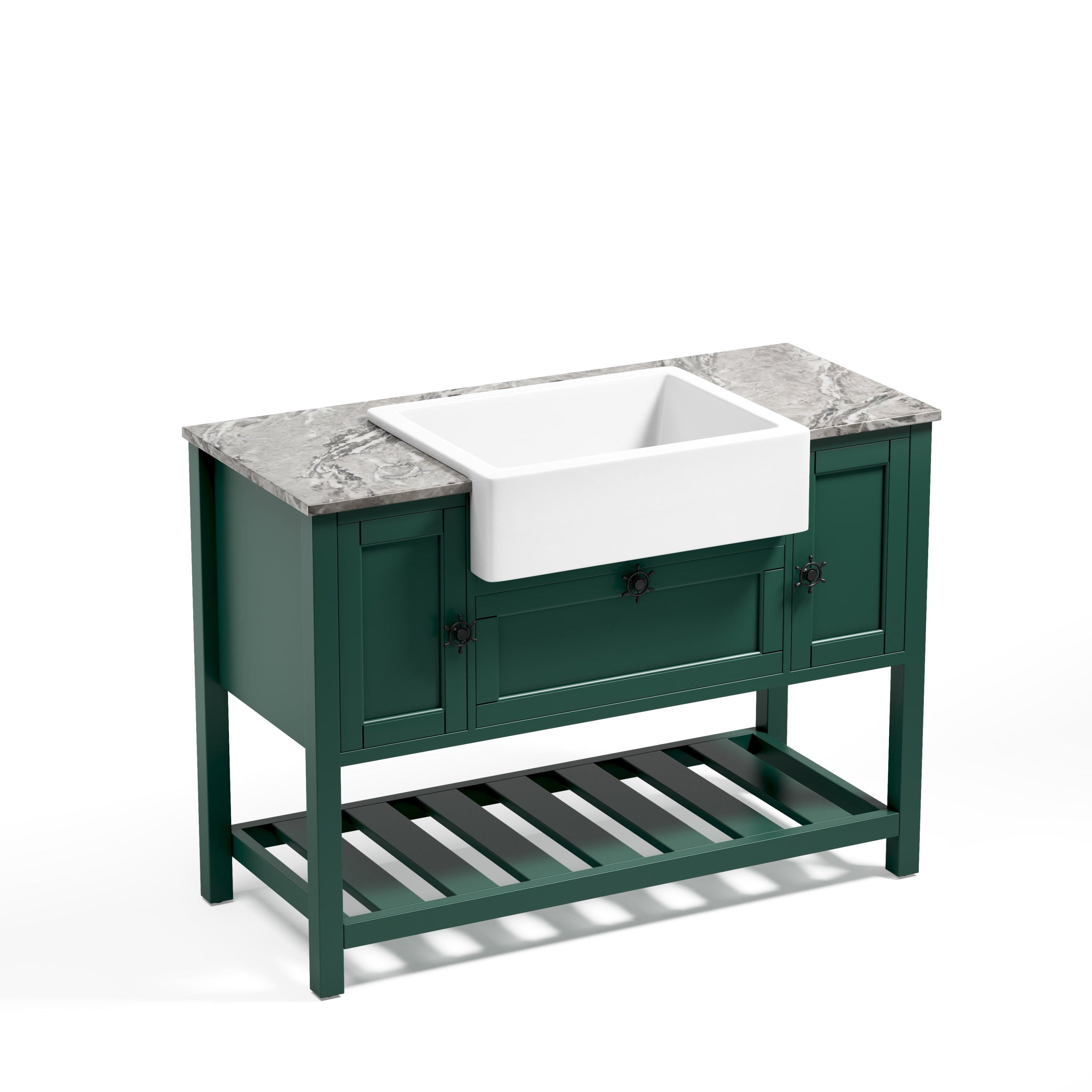 Solid Wood Bathroom Vanities Without Tops 48 in. W x 20 in. D x 33.60 in. H   Bathroom Vanity in green