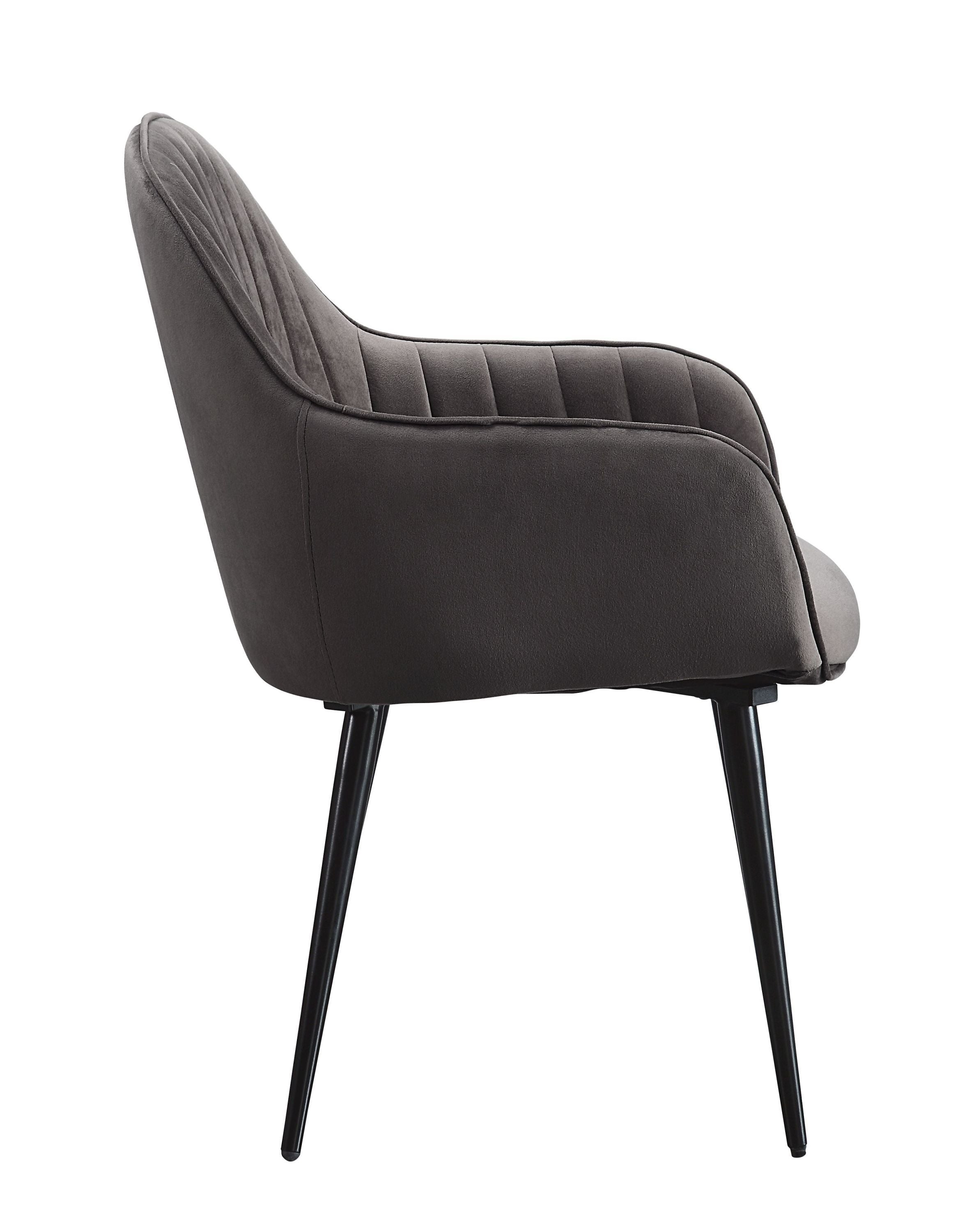 ACME Caspian Side Chair, Dark Gray Fabric & Black Finish 74011