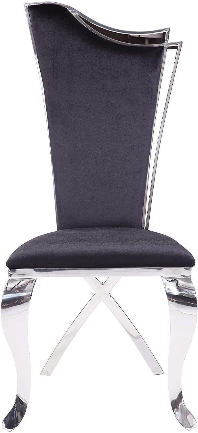 ACME Cyrene Side Chair (Set-2) in Fabric & Stainless Steel 62079