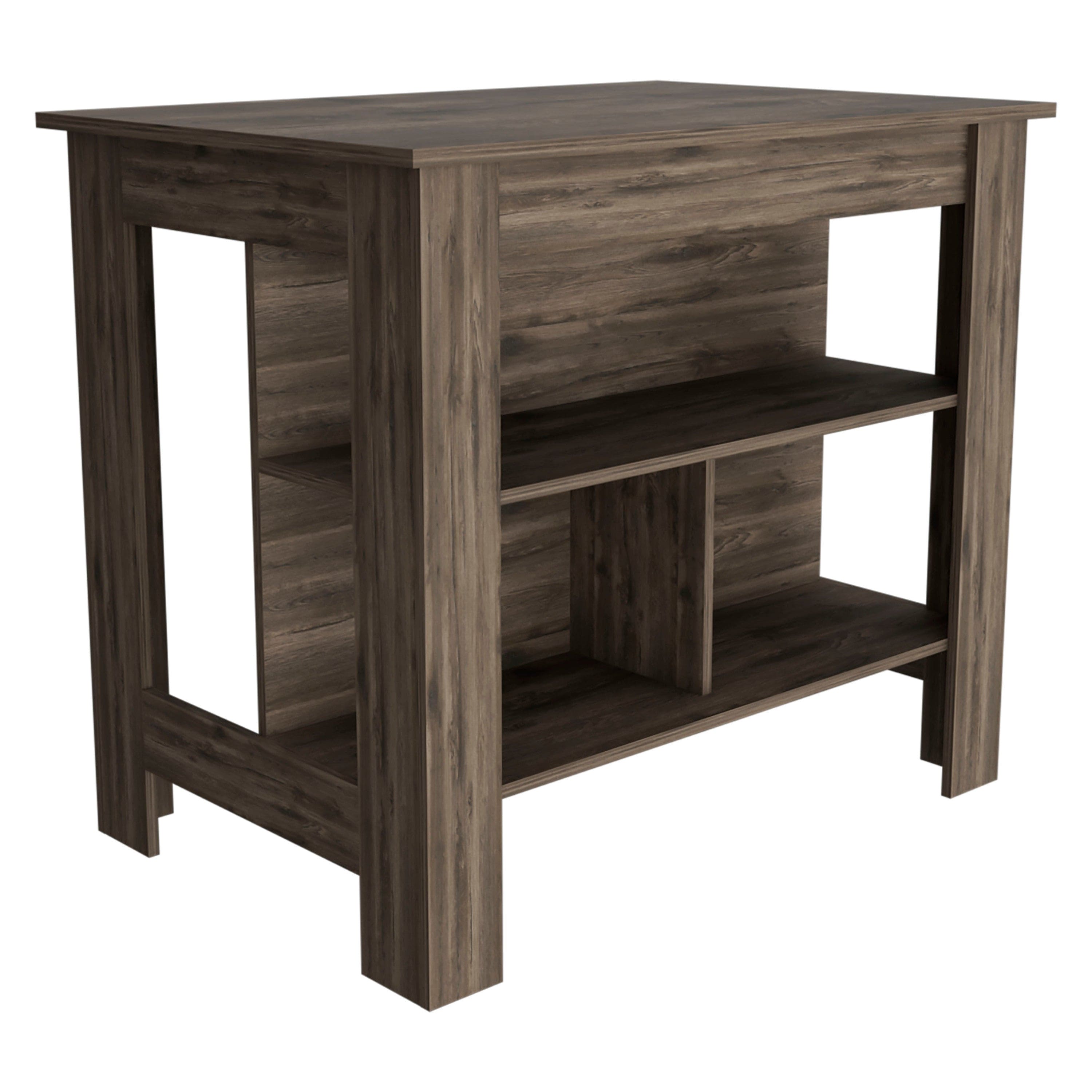 Rockaway 3-Shelf Kitchen Island Dark Brown