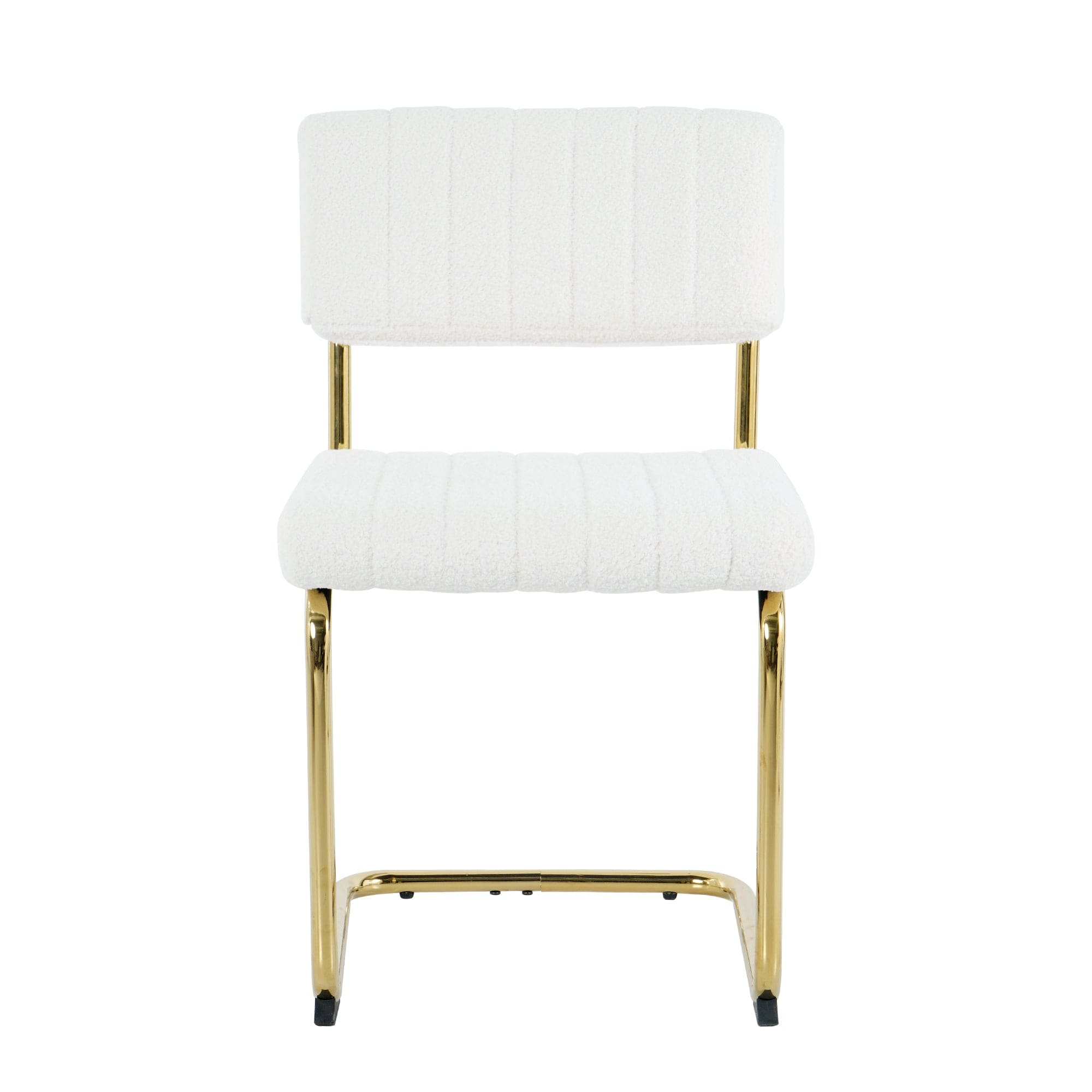 Modern simple light luxury dining White chair home bedroom stool back dressing chair student desk chair gold metal legs(set of 2)