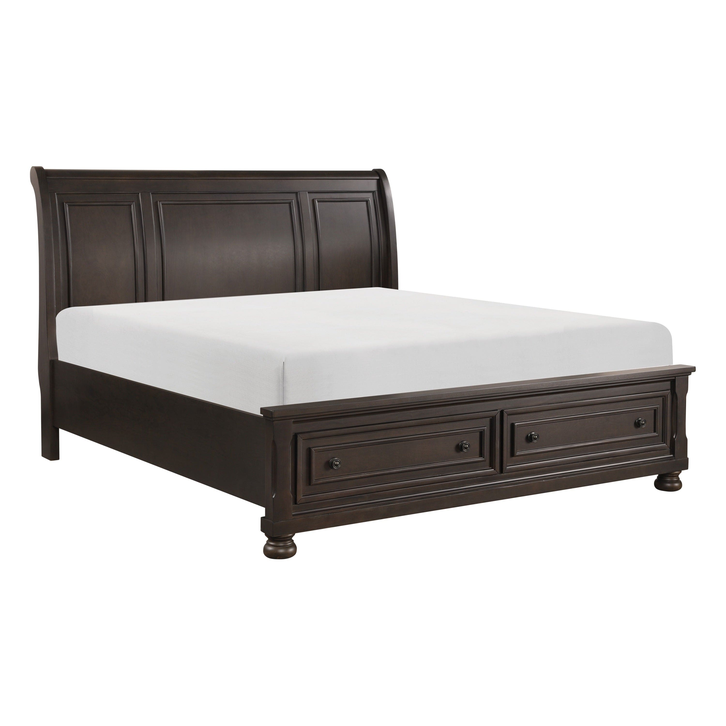 1pc Queen Size Platform Bed with Footboard Storage Drawers Traditional Design Bedroom Furniture