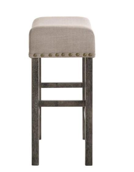 ACME Martha II Counter Height Stool (Set-2) in Tan Linen & Weathered Gray 73833