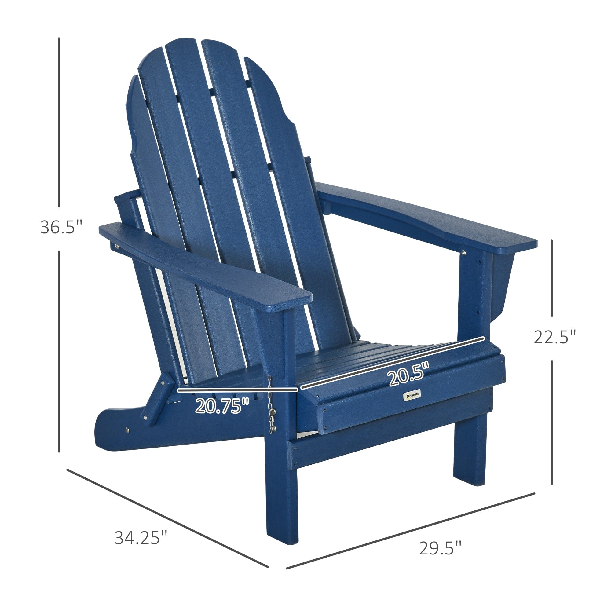 Outsunny Folding Adirondack Chair, Faux Wood Patio & Fire Pit Chair, Weather Resistant HDPE for Deck, Outside Garden, Porch, Backyard, Blue